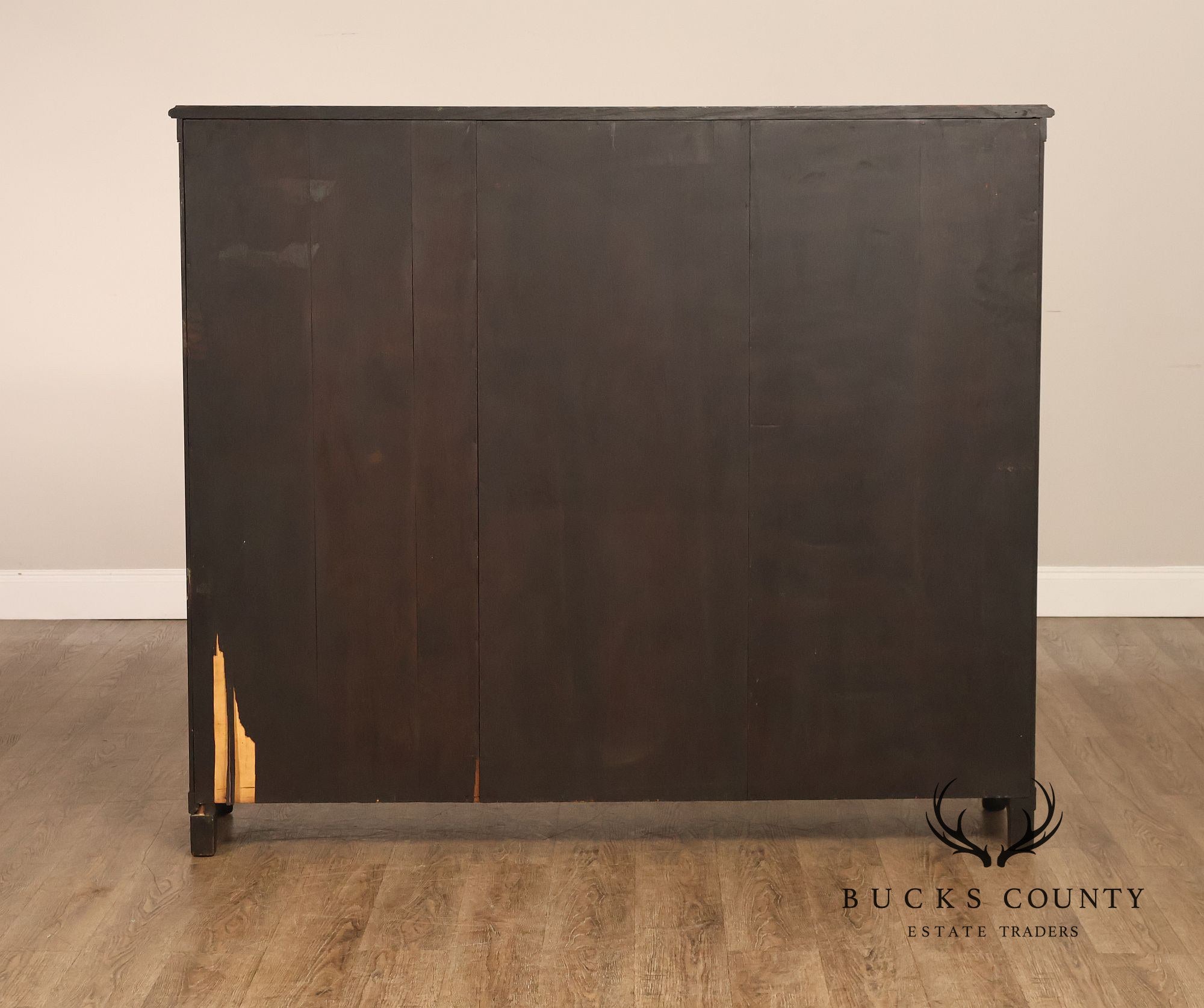 Antique Carved Oak Glass Door Triple Bookcase