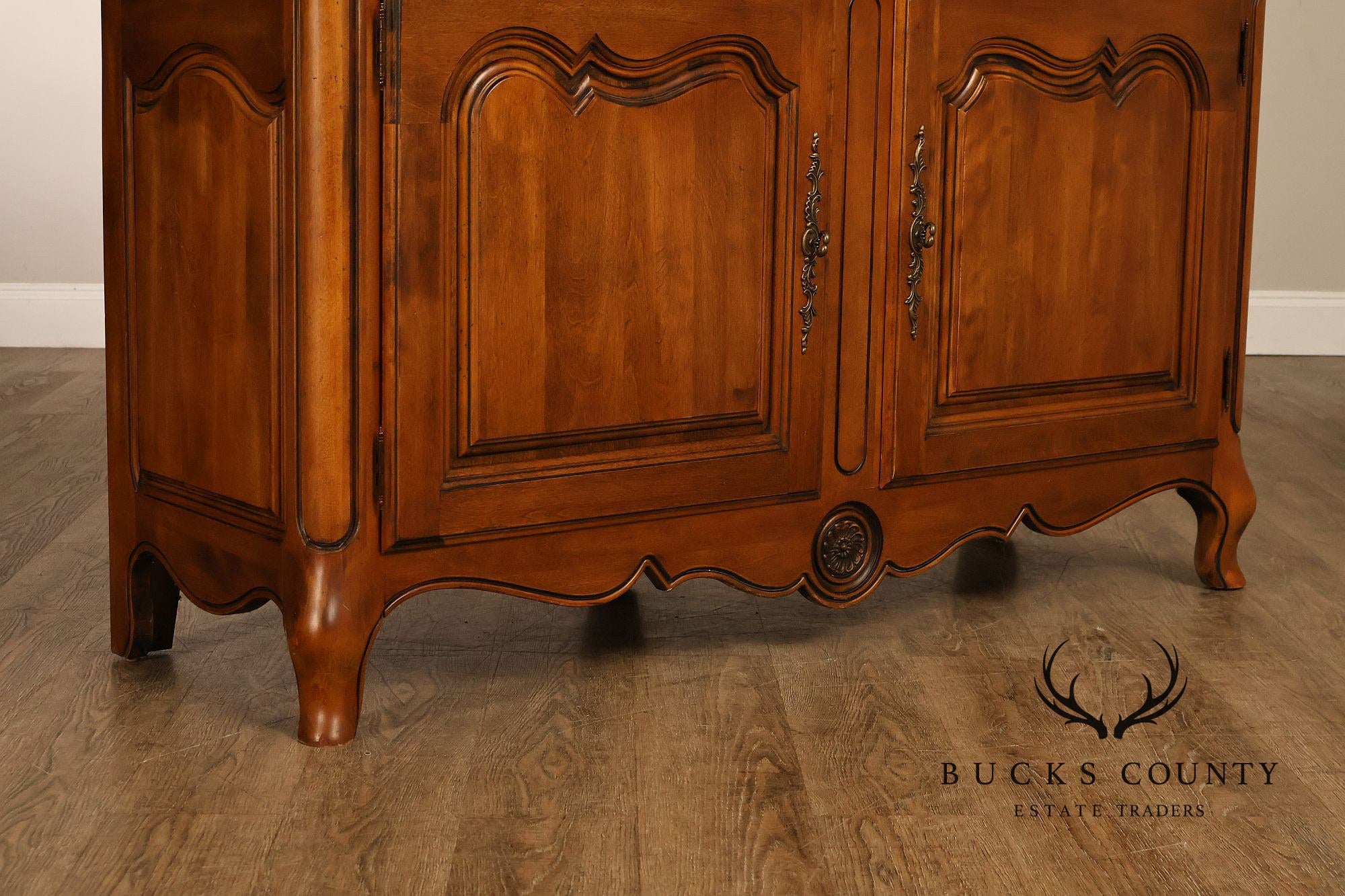 Ethan Allen French Country Two Piece China Cabinet