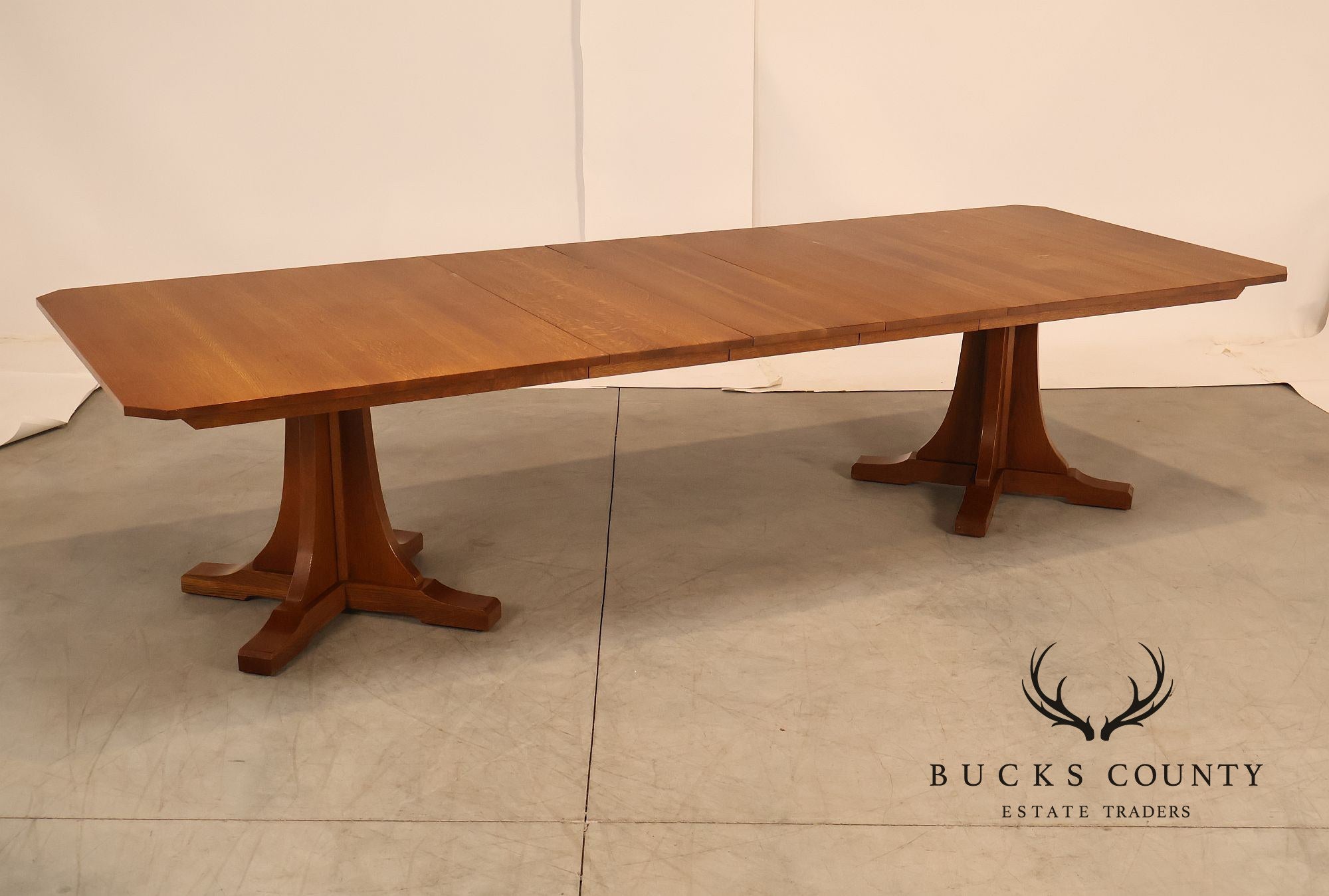 Stickley Mission Collection Oak Double Pedestal Dining Table