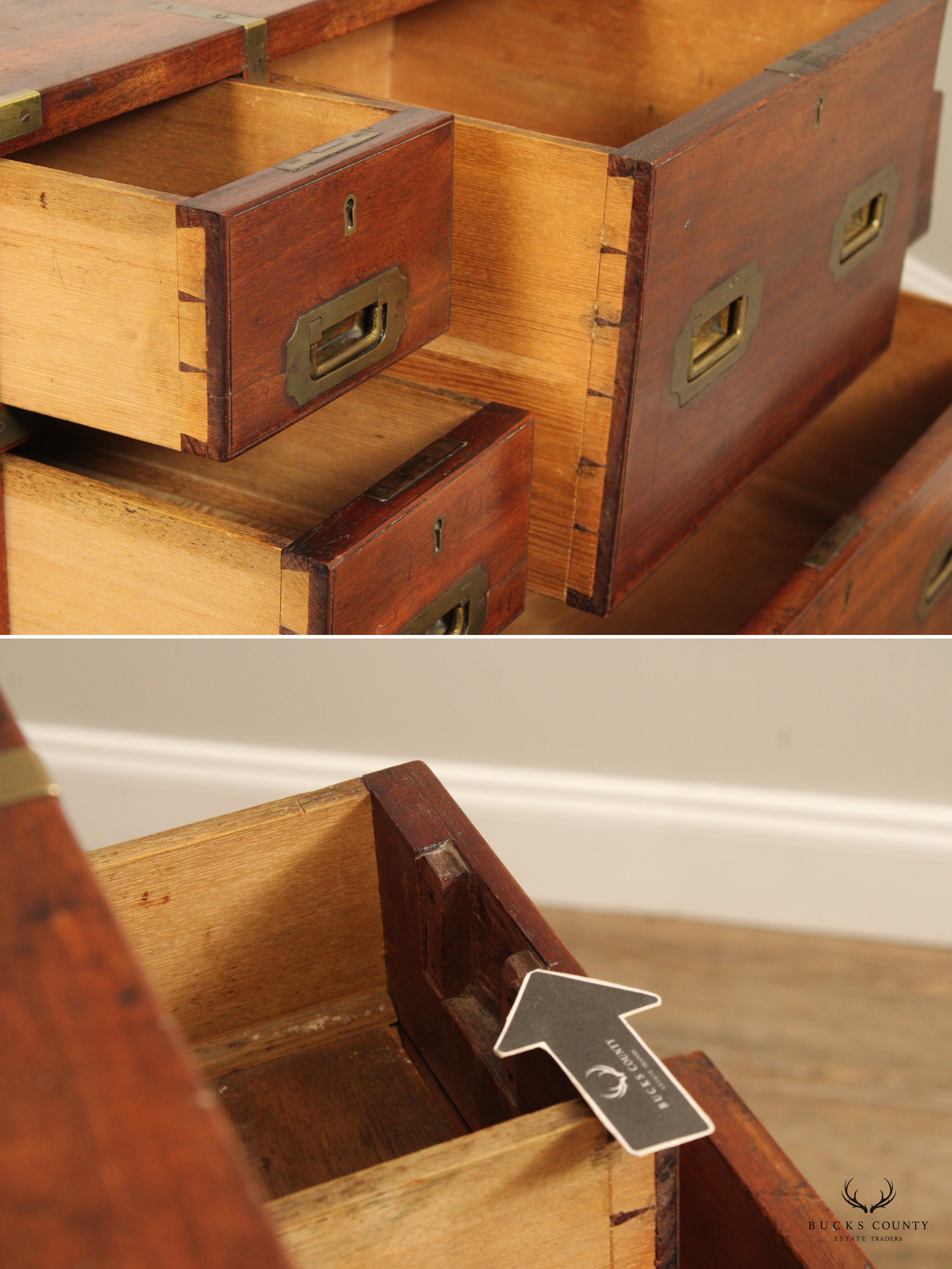 Antique 19th Century  English Brass Bound Campaign Chest