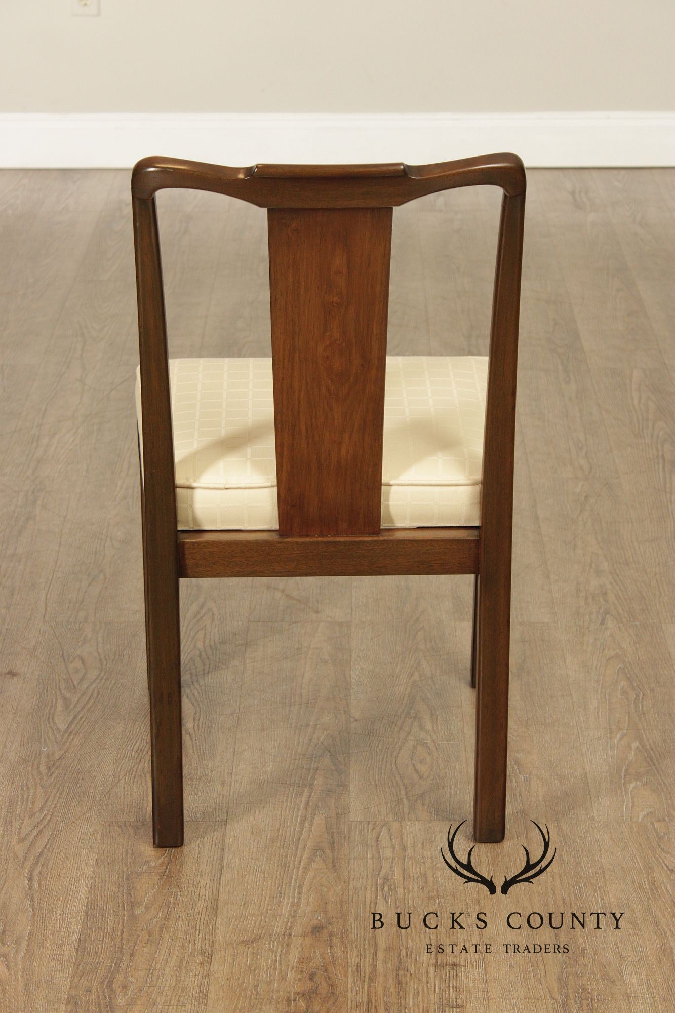 Mid Century Asian Influenced  Set of Six Mahogany Dining Chairs