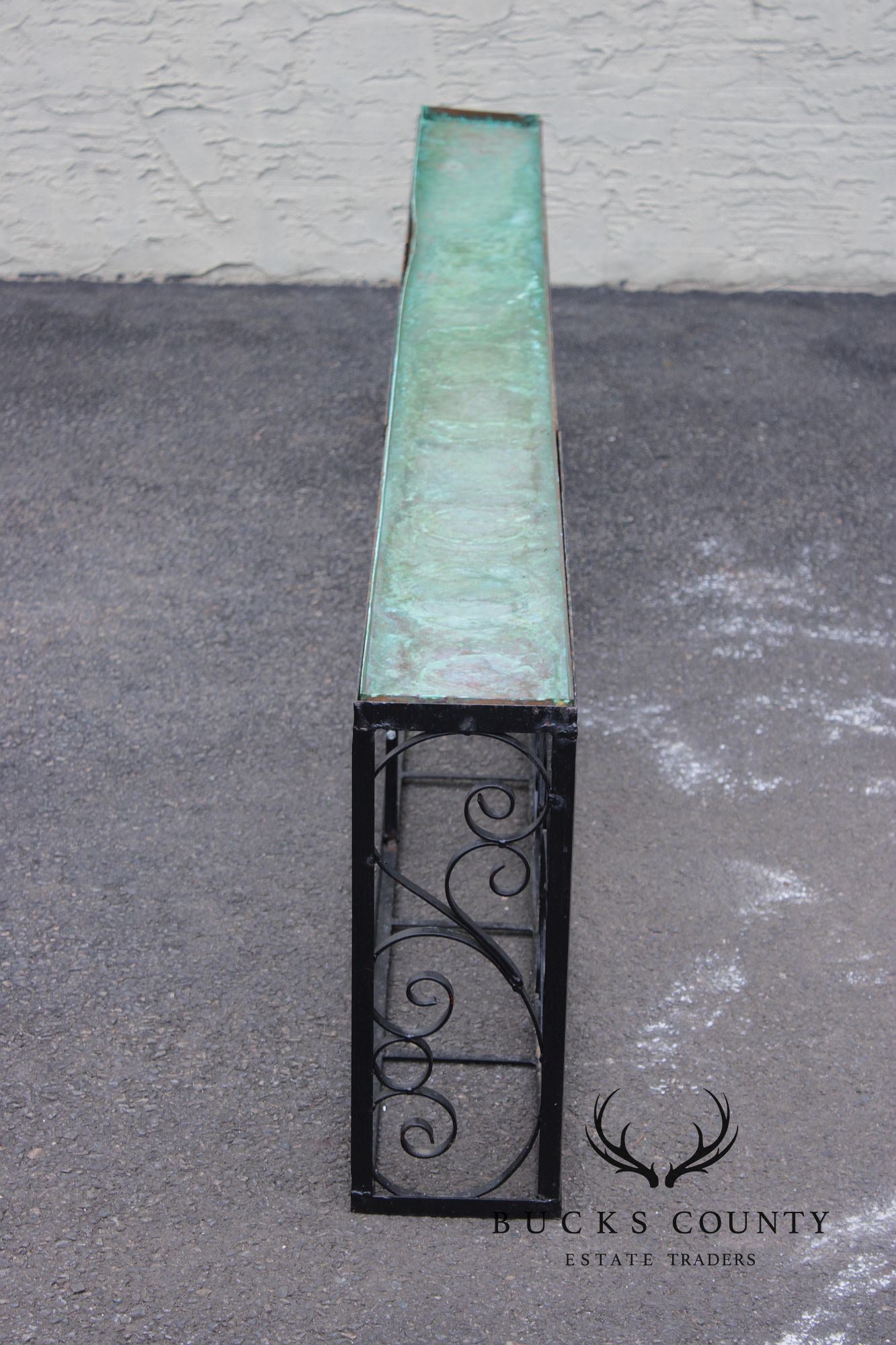 Ornamental Iron Window Length Narrow Planter With Copper Insert
