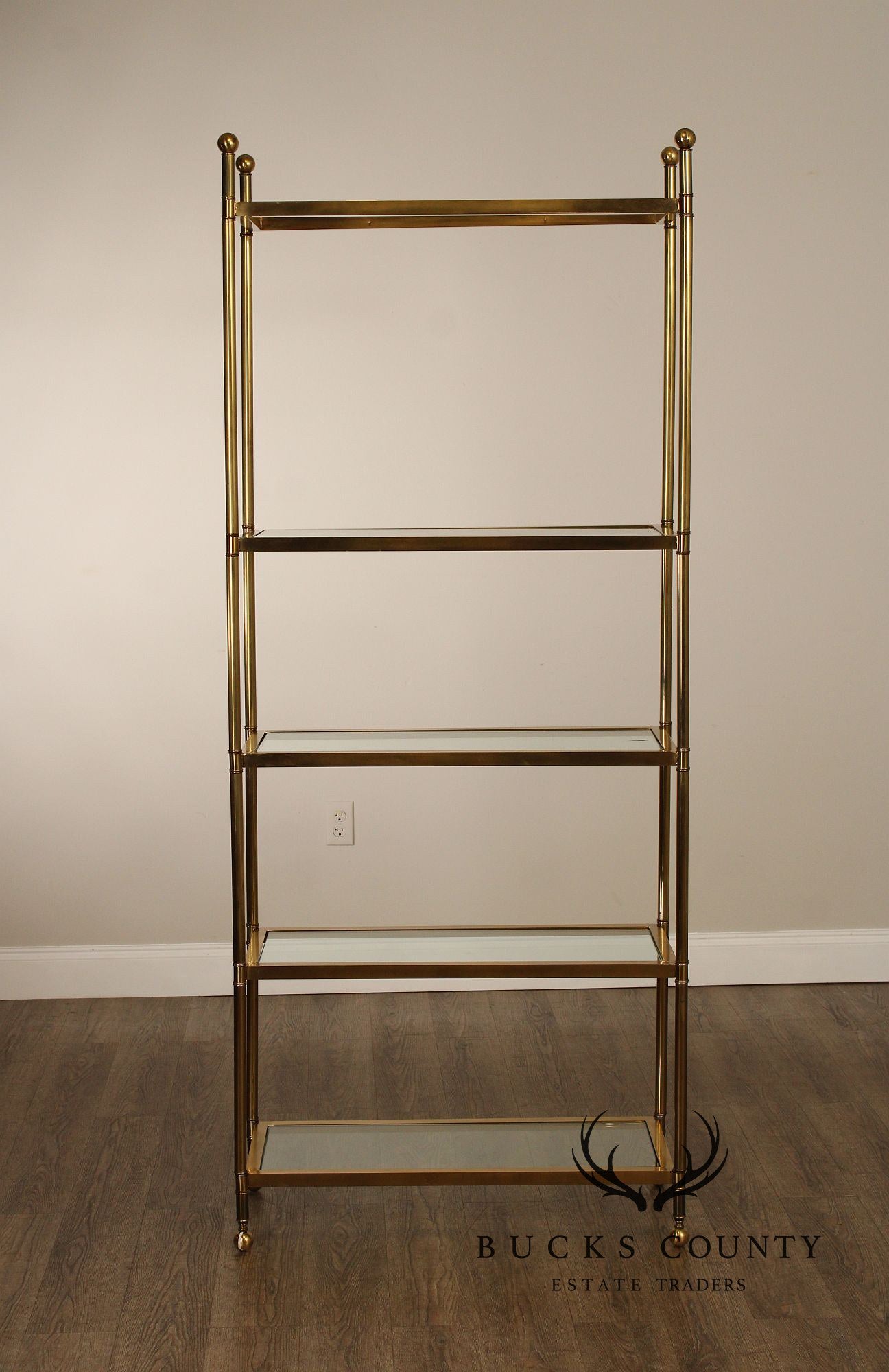 Mid Century Modern  Brass and Glass Etagere Bookshelf