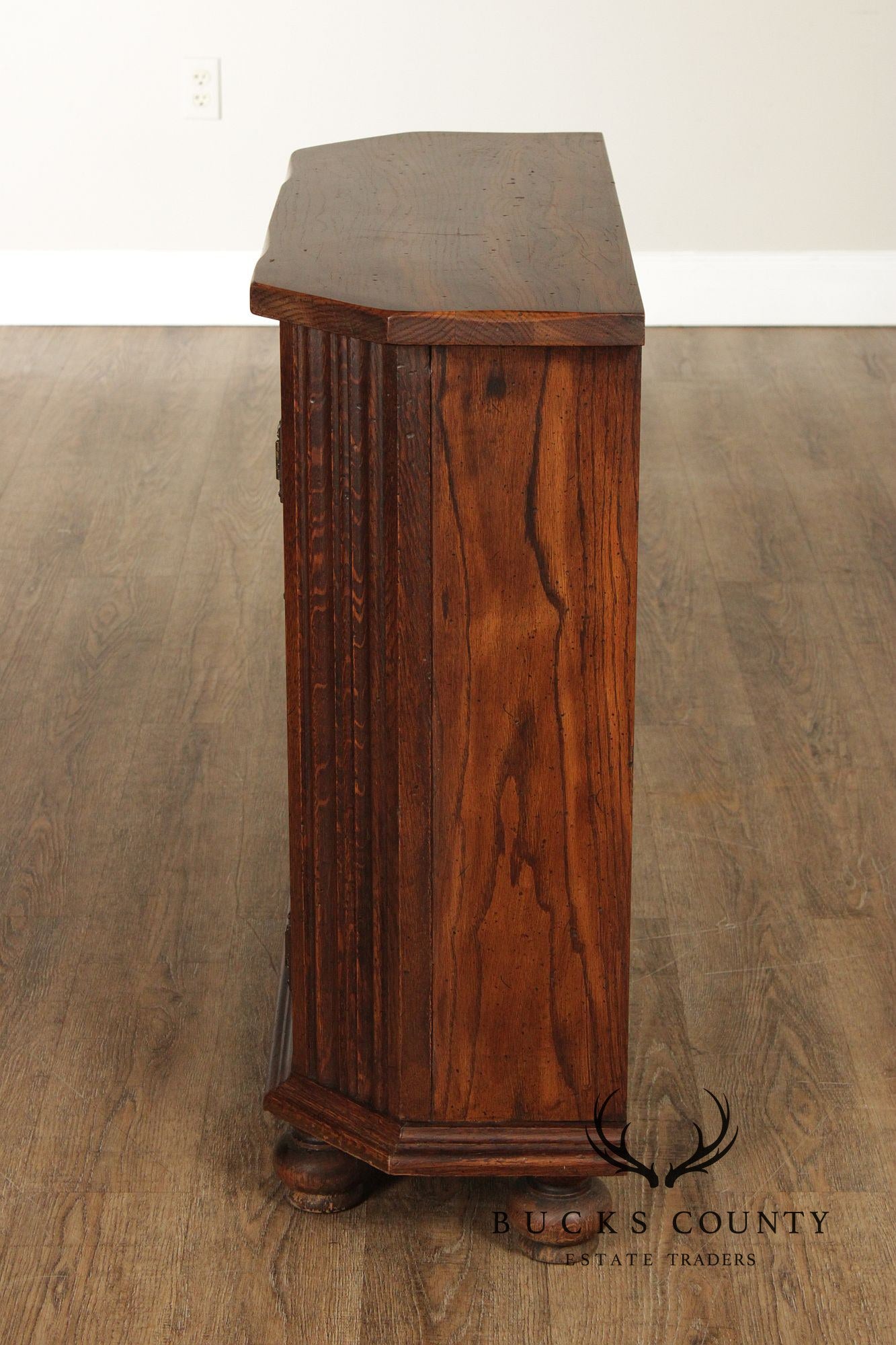 Rustic European Style Oak Console Cabinet