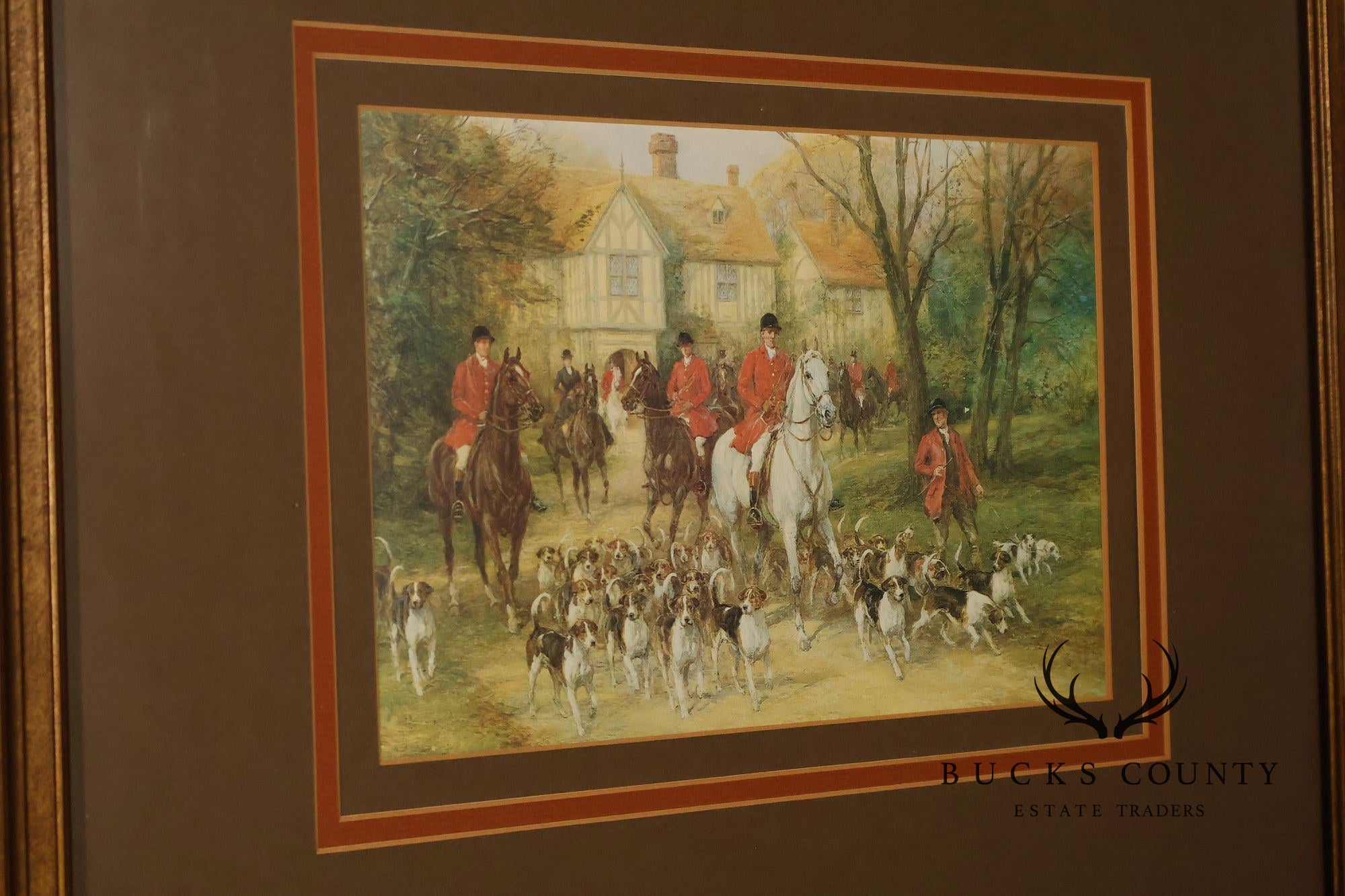 Set of Four Vintage Fox Hunt Scene Framed Prints
