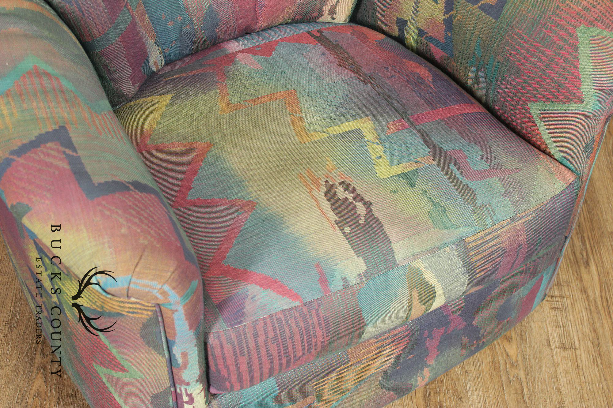 Sherrill Furniture Post Modern Pair of Swivel Club Chairs