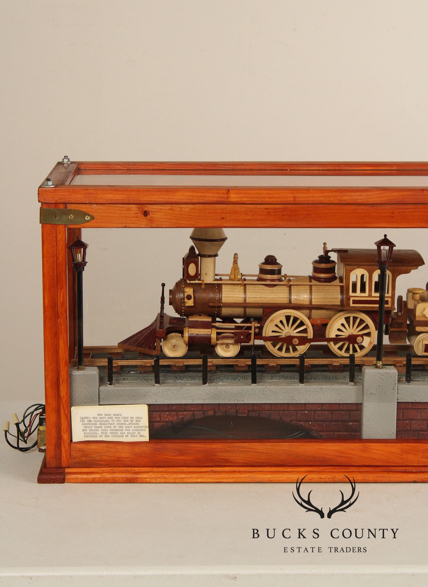 Philip Jacoby Carved Wood Model Train in Display Case