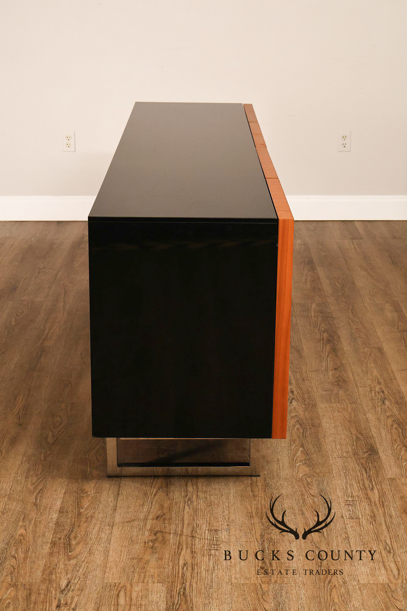 Mid Century Modern Black Top Credenza