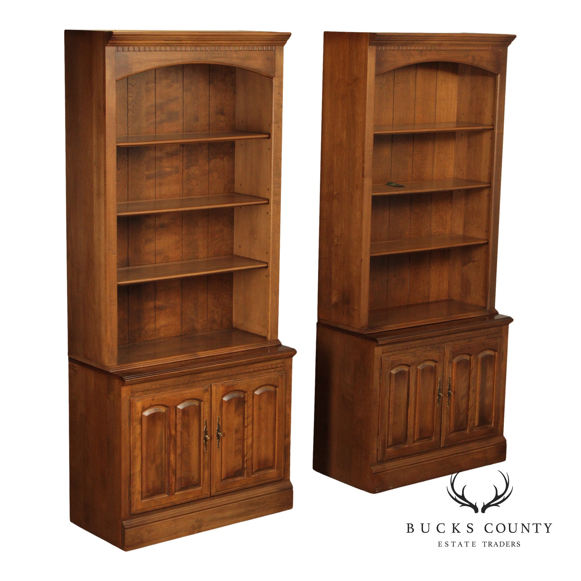 Ethan Allen Vintage Pair Of Maple Bookcases
