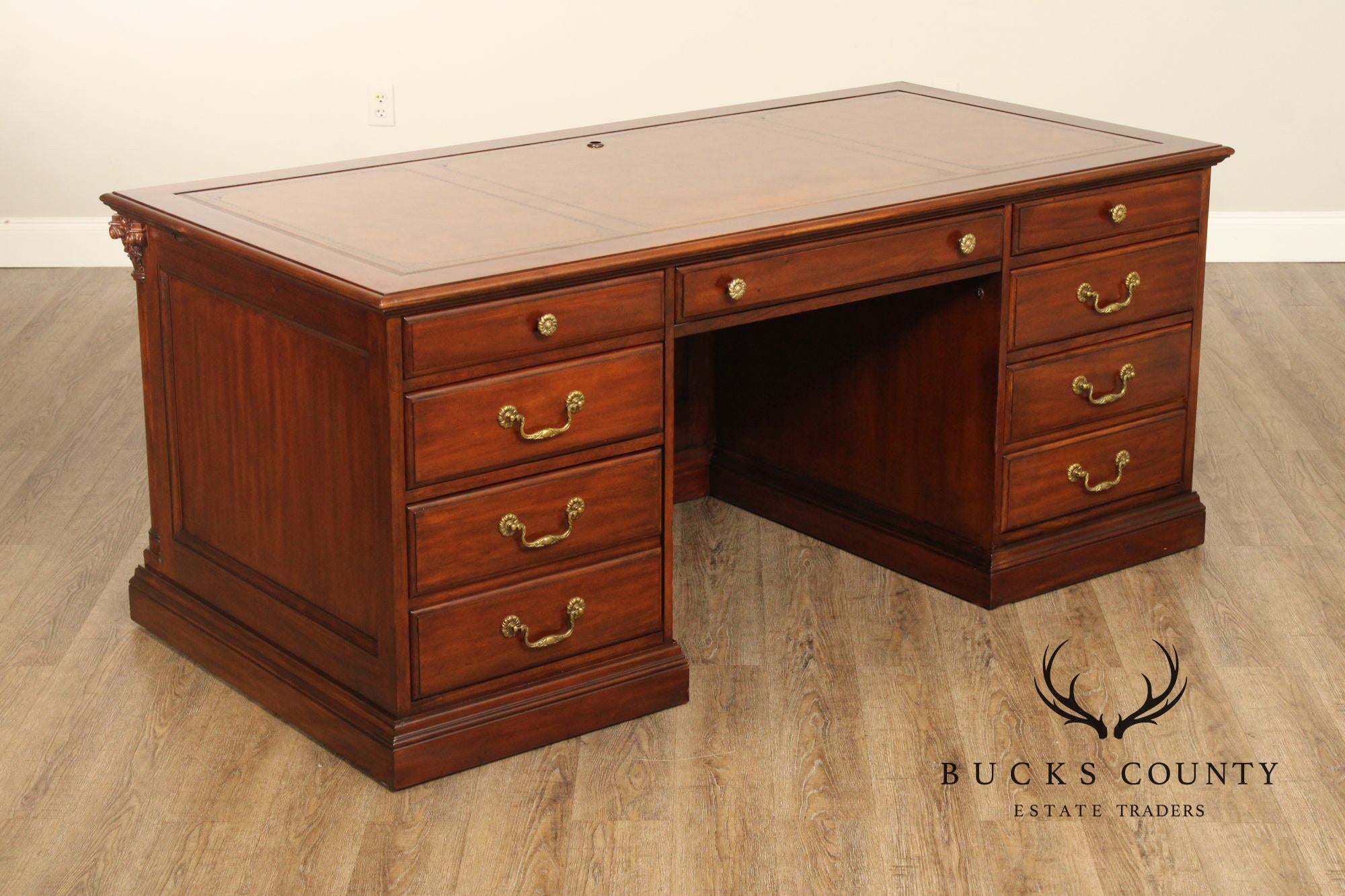 Sligh 'The Ellis Line' Mahogany Leather Top Executive Desk