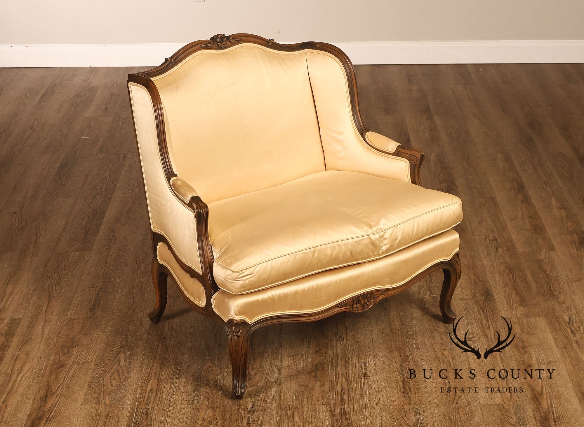 French Louis XV Style Wingback Bergere Chair