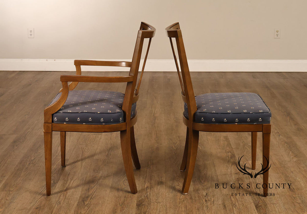 Henredon Gustavian Style Walnut Set Of 6 Dining Chairs With Rosette Backs