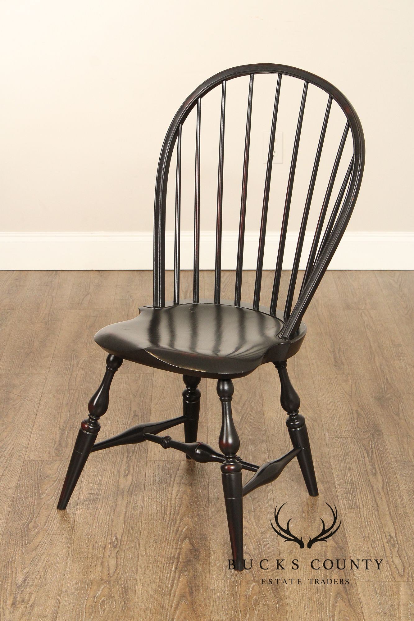 Warren Chair Works Set Of Six Black Painted Windsor Dining Chairs