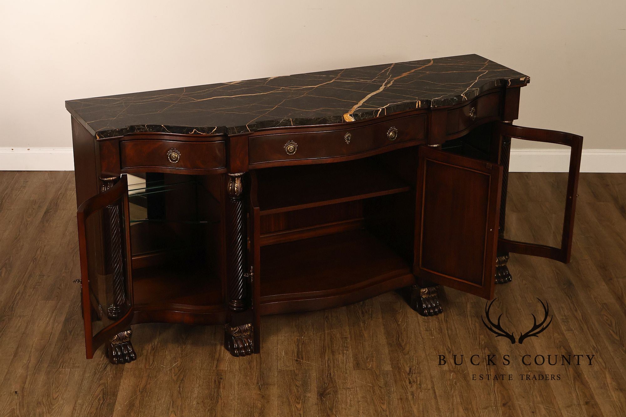 Henredon Historic Natchez Collection Marble Top Mahogany Sideboard