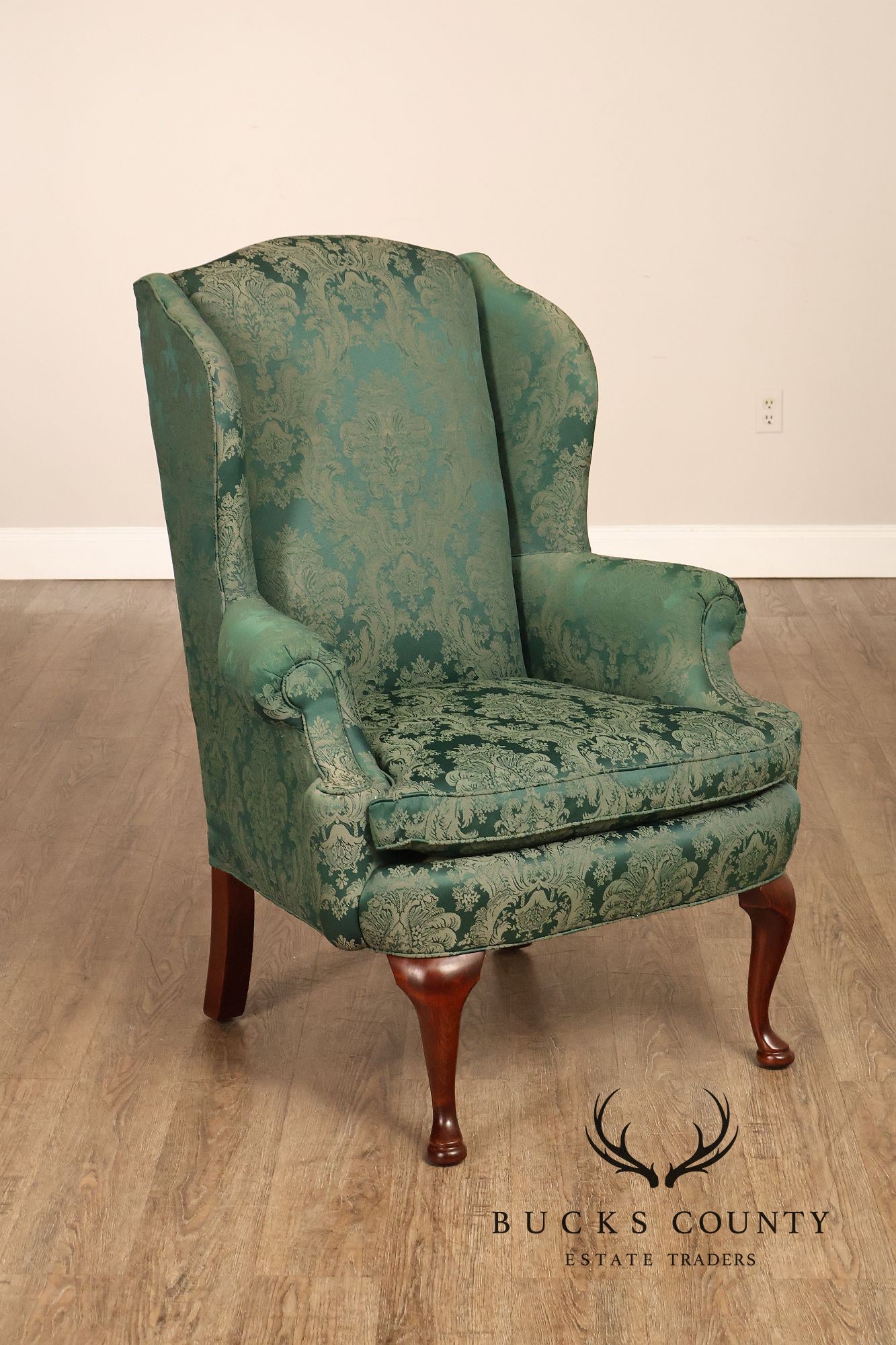 Highland House Queen Anne Style Pair Of Wingback Chairs