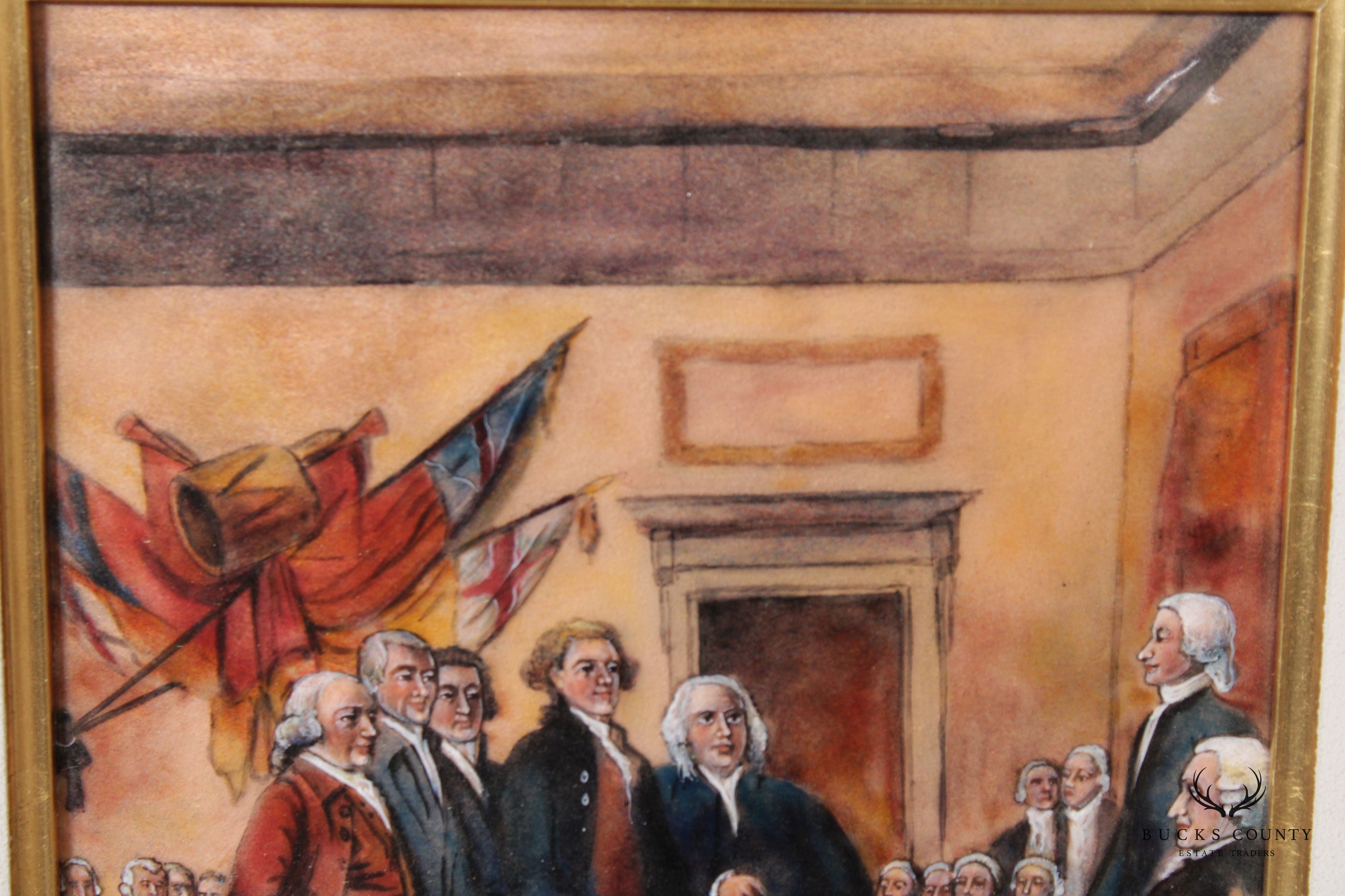 Pierre Bonnet 'Signing of Declaration of Independence' Limoges France Enamel Wall Plaque