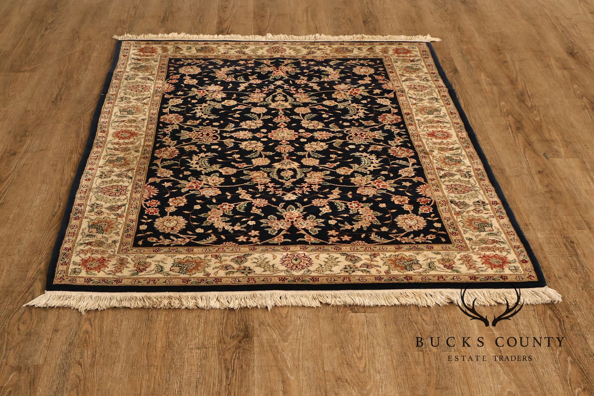 Chinese Tabriz Fish Pattern Hand Woven Wool & Silk Area Rug 4' x 6'