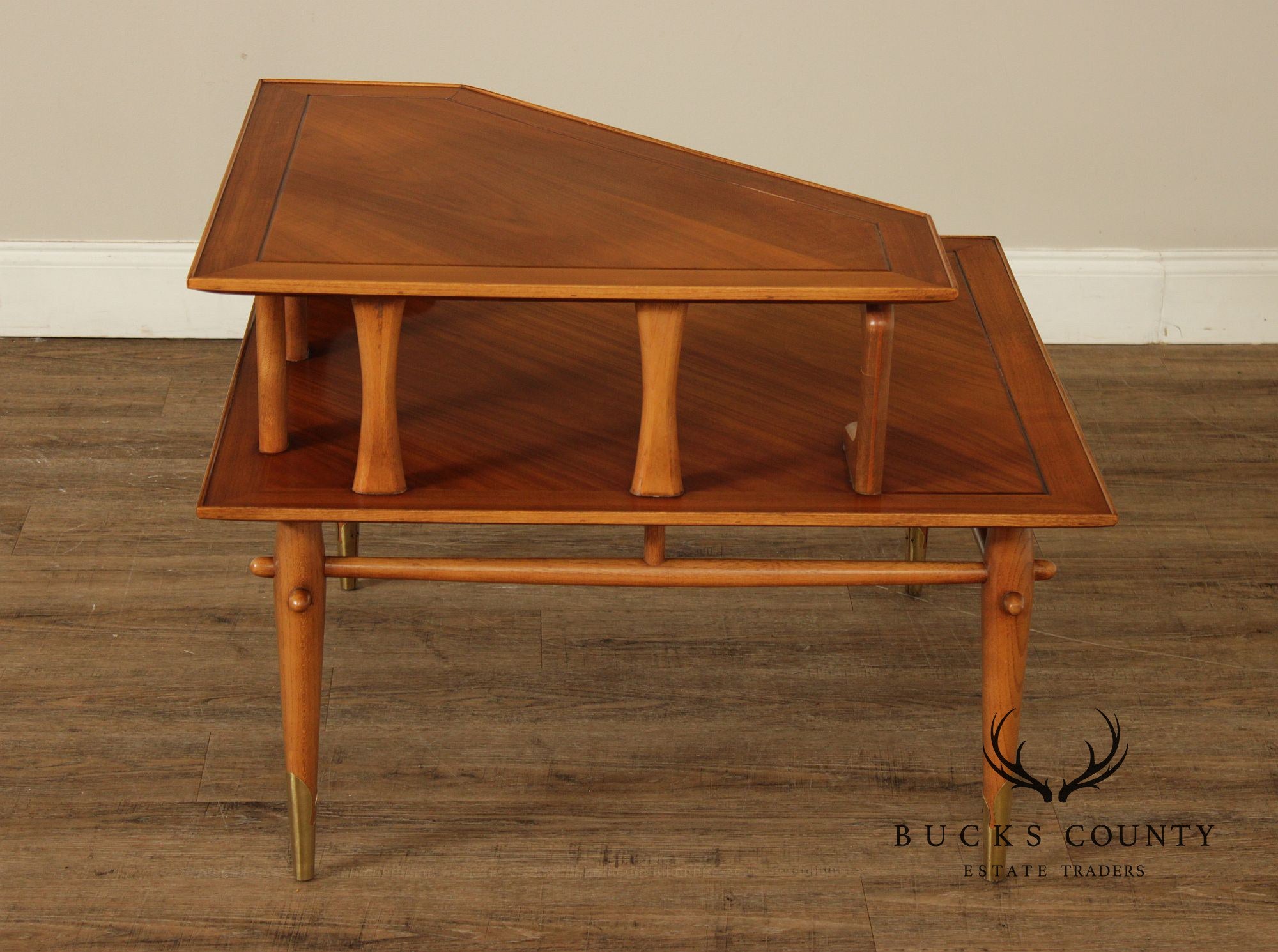 Lane Copenhagen Mid-Century Modern Two-Tier Corner Table