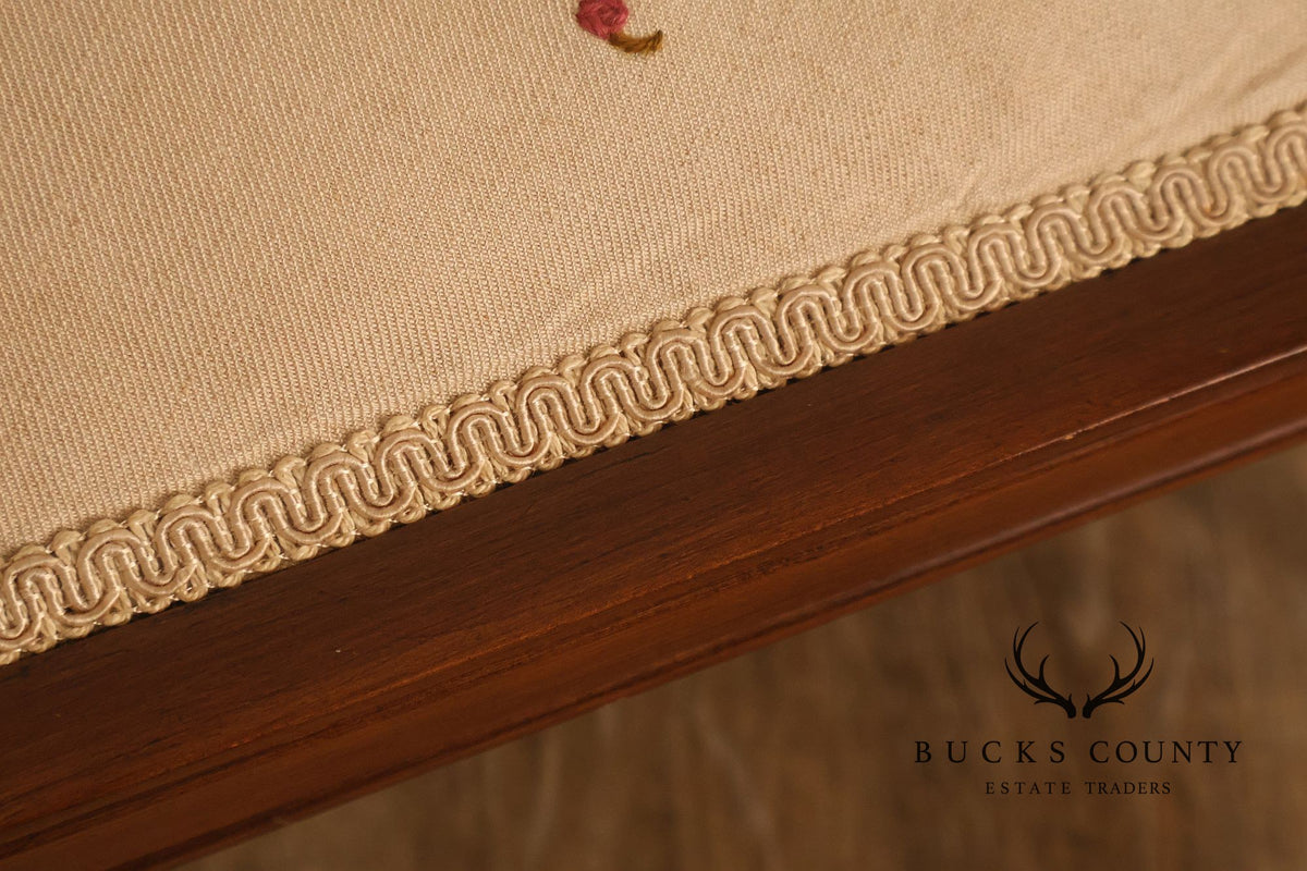 Scandinavian Carved and Embroidered Corner Chair