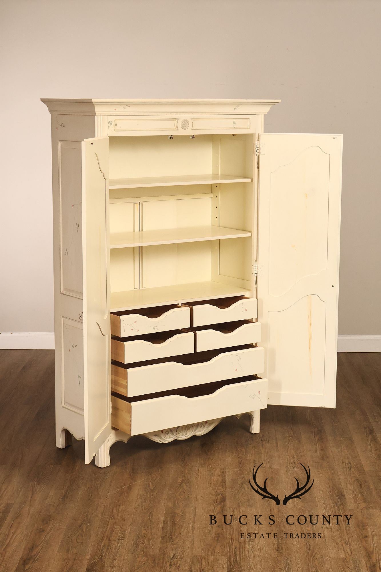 Ethan Allen Country French Painted Armoire Cabinet