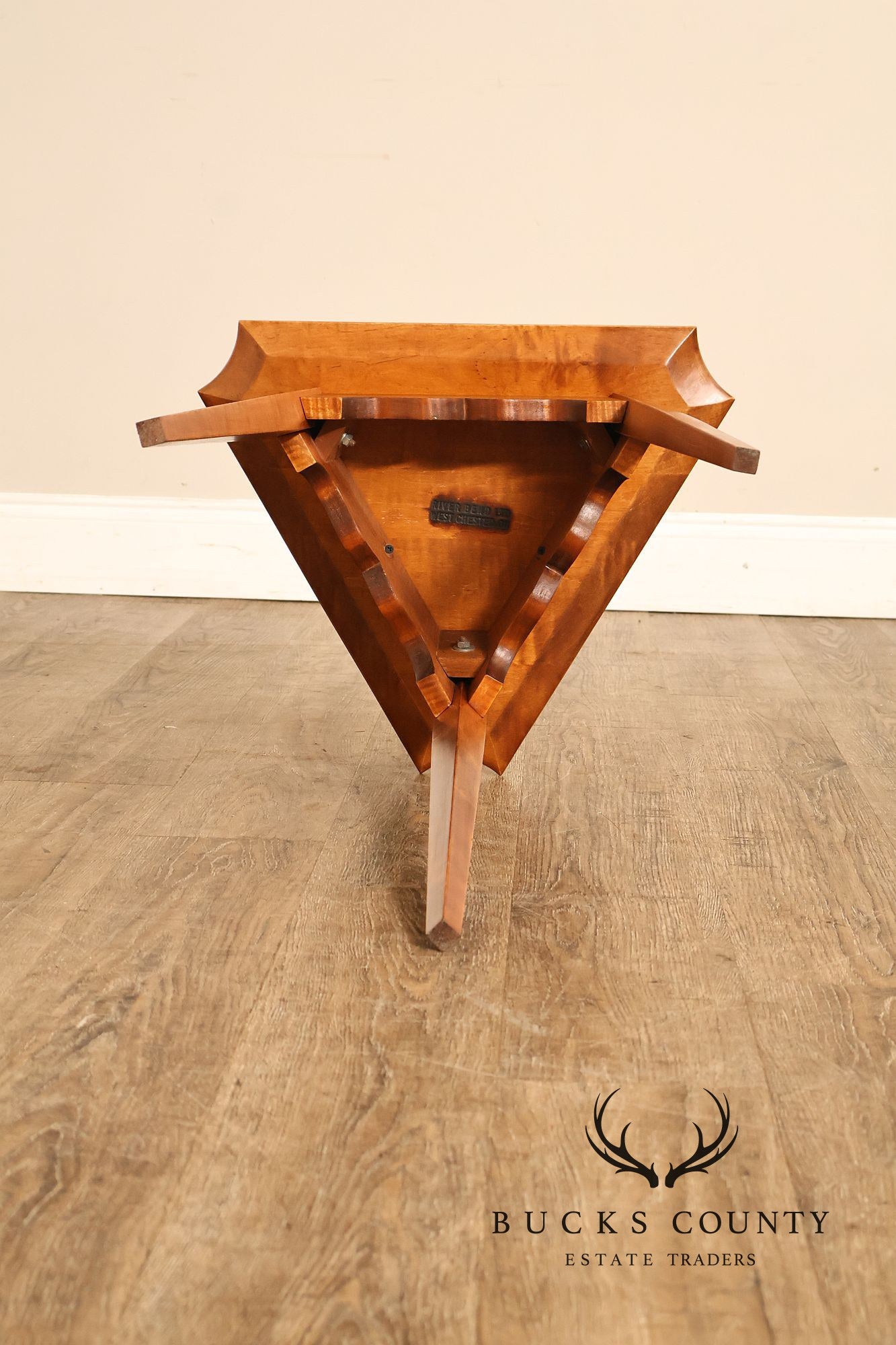 River Bend Ltd. Tiger Maple Triangular Side Table