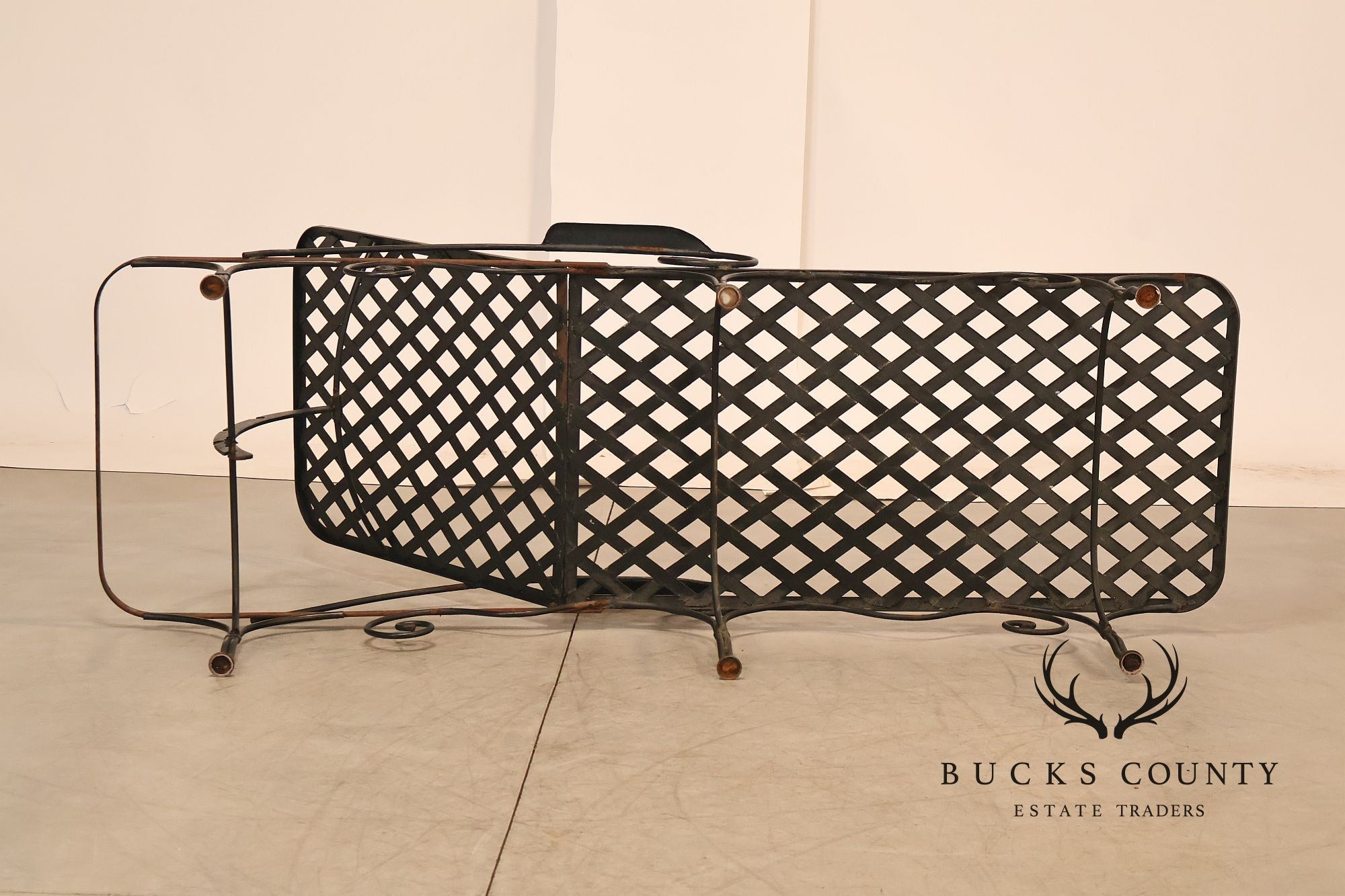 Vintage Wrought Iron Outdoor Patio Adjustable Chaise Lounge