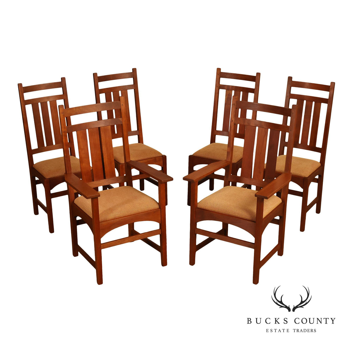 Stickley Harvey Ellis Arts And Crafts Cherry Dining Chairs Set Of Six