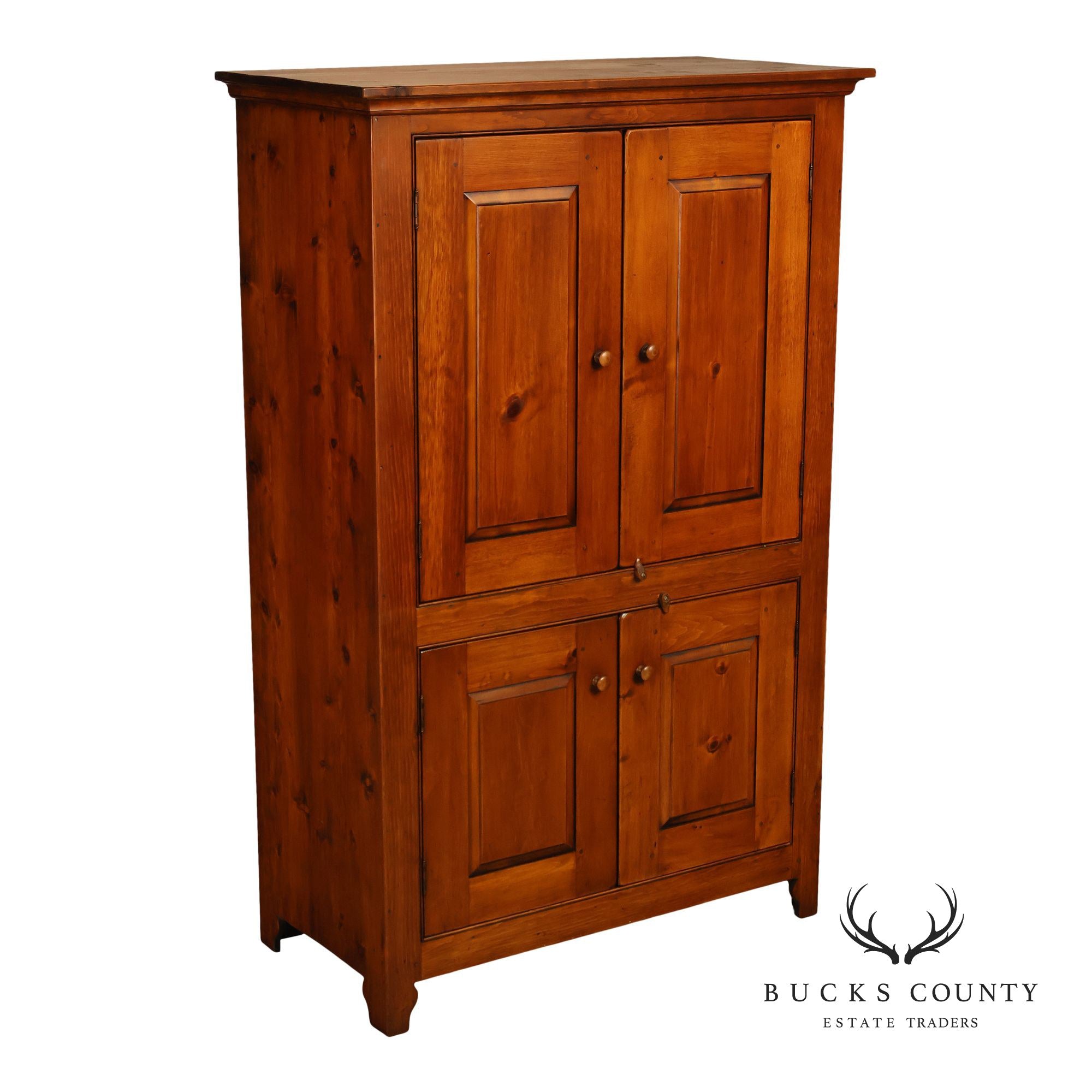 Vintage Rustic Pine Armoire Cabinet