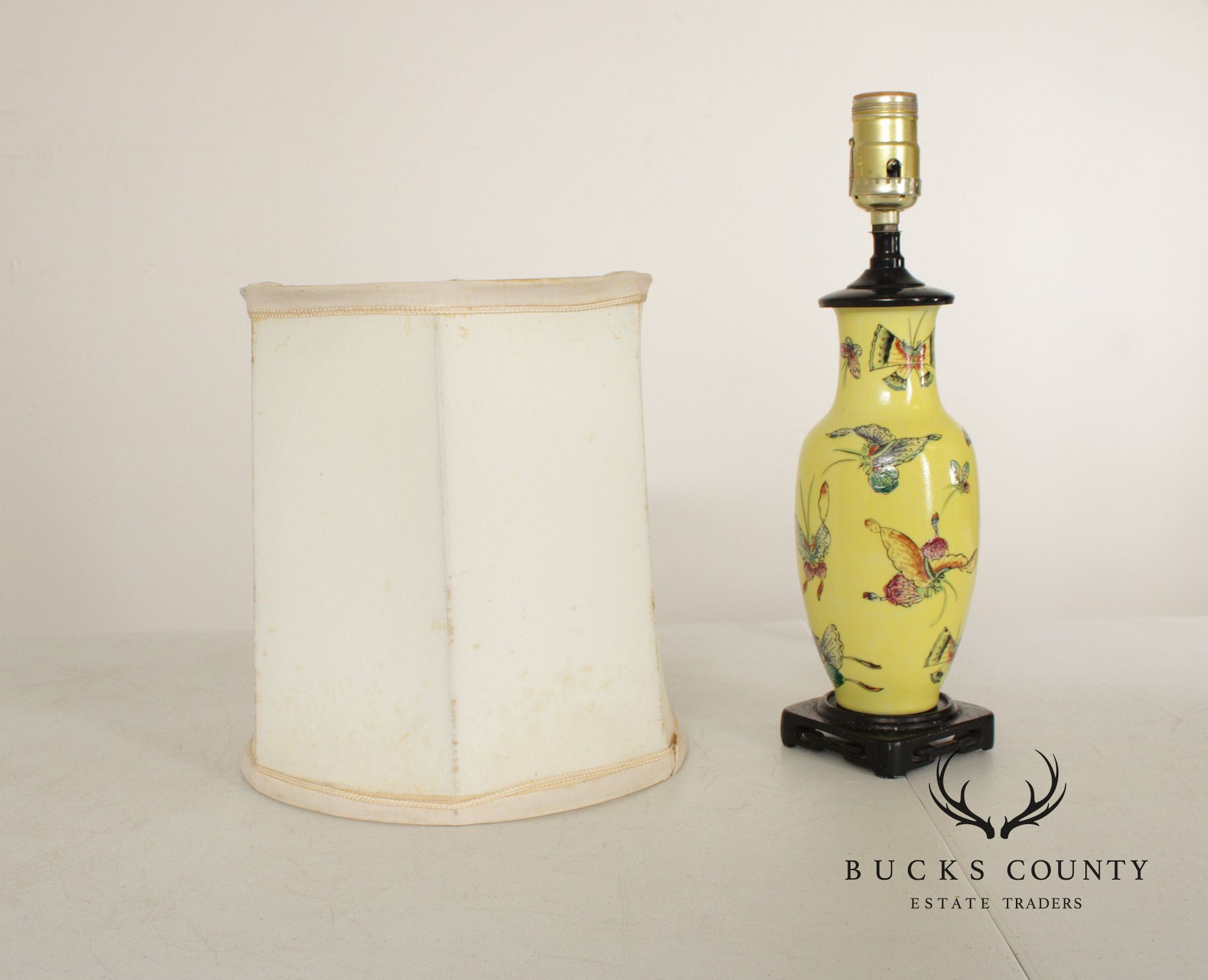 Chinese Pair of Famille Jaune Porcelain Table Lamps