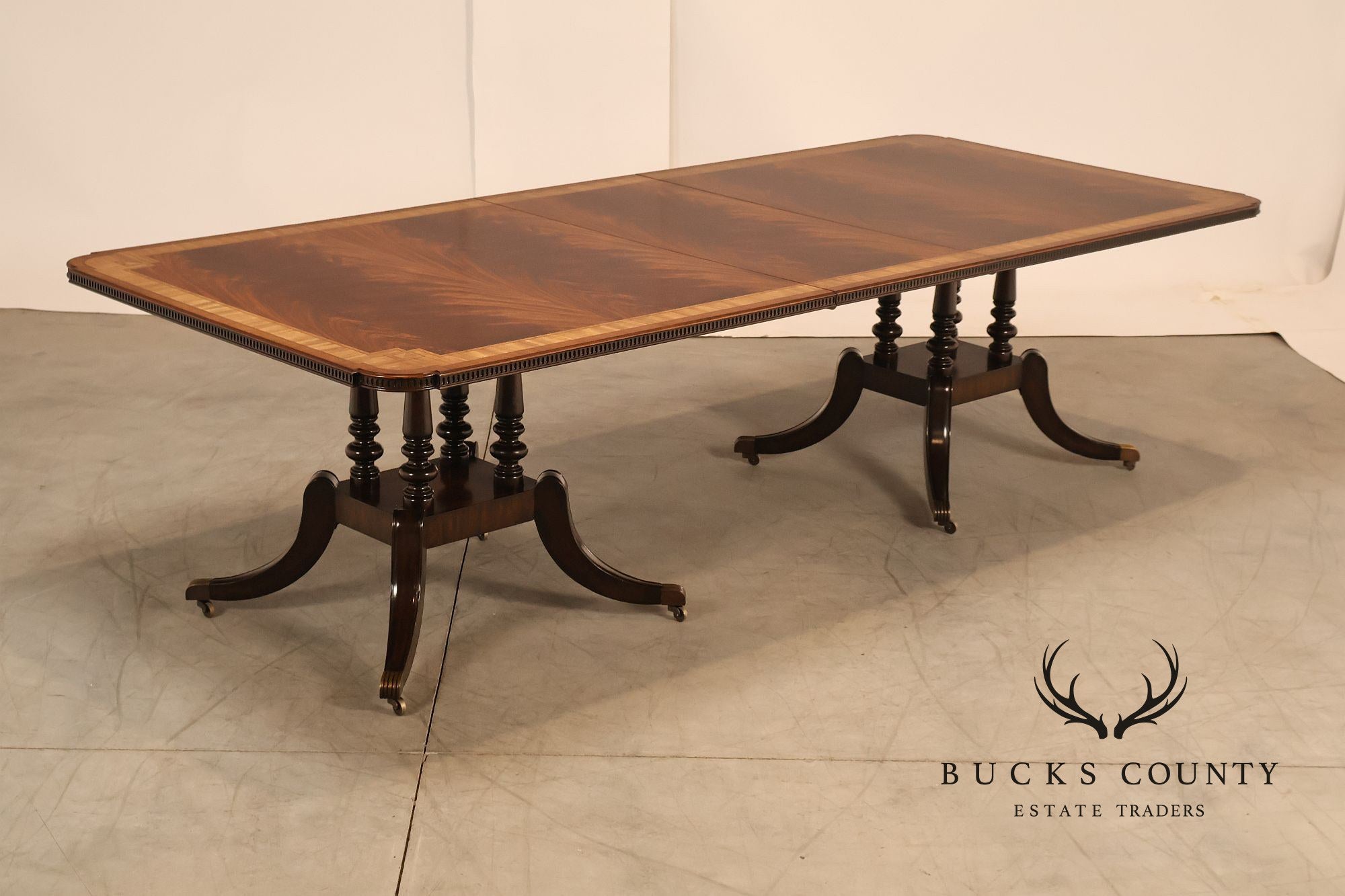 Maitland Smith Greek Key Mahogany & Satinwood Banded Dining Table