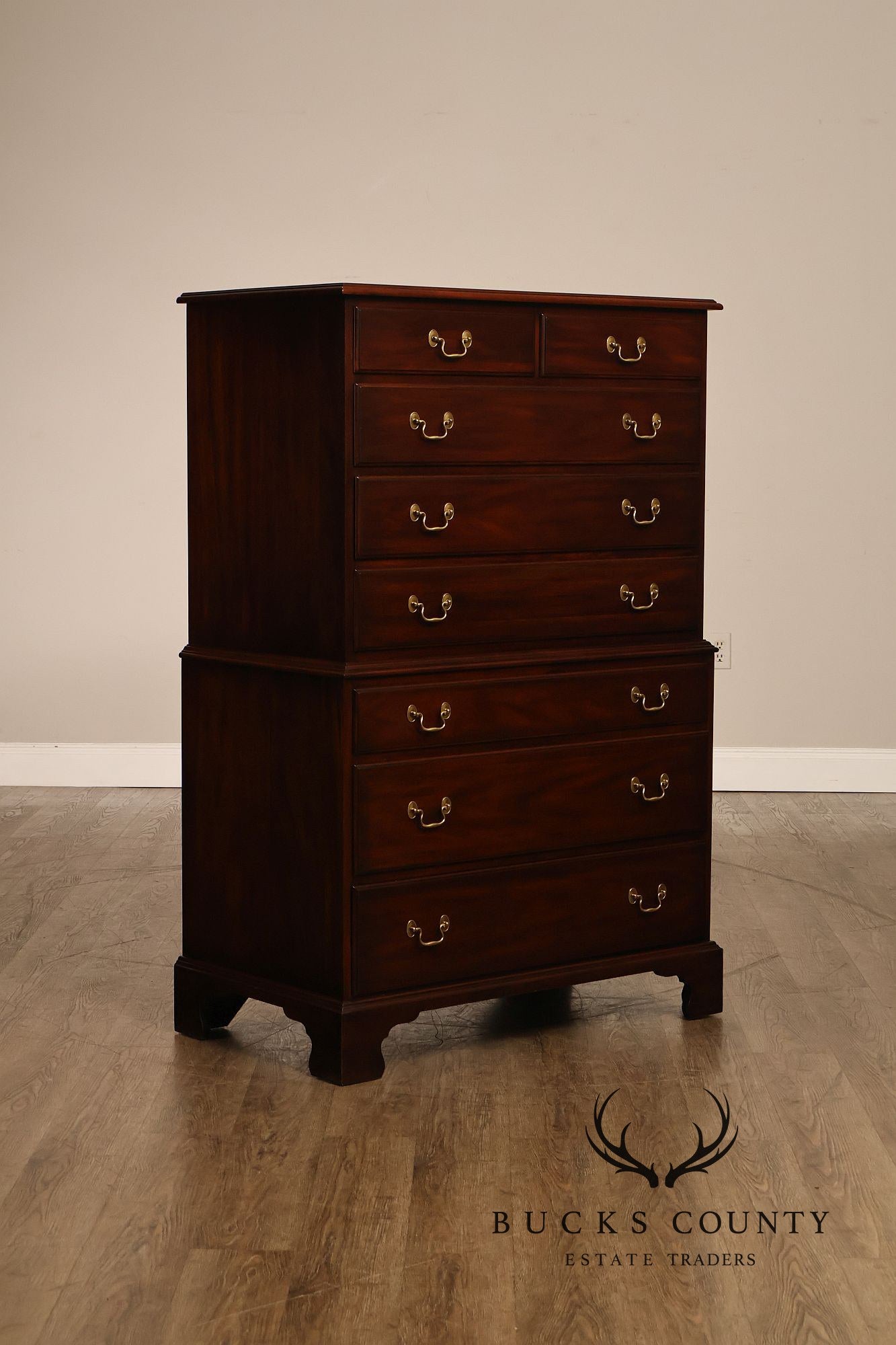 Henkel Harris Chippendale Style Vintage Mahogany Tall Chest