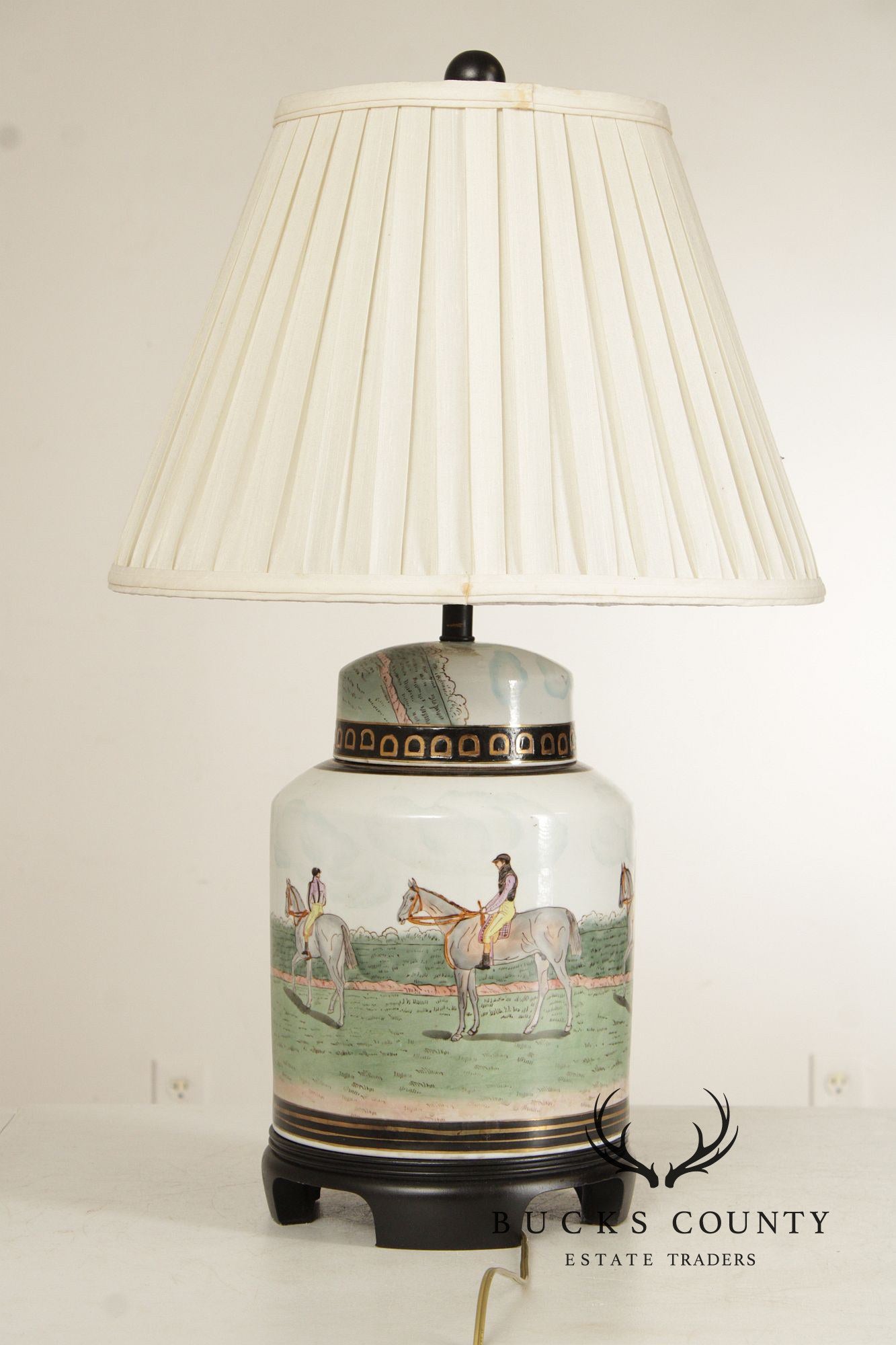 Equestrian Porcelain Ginger Jar Table Lamp