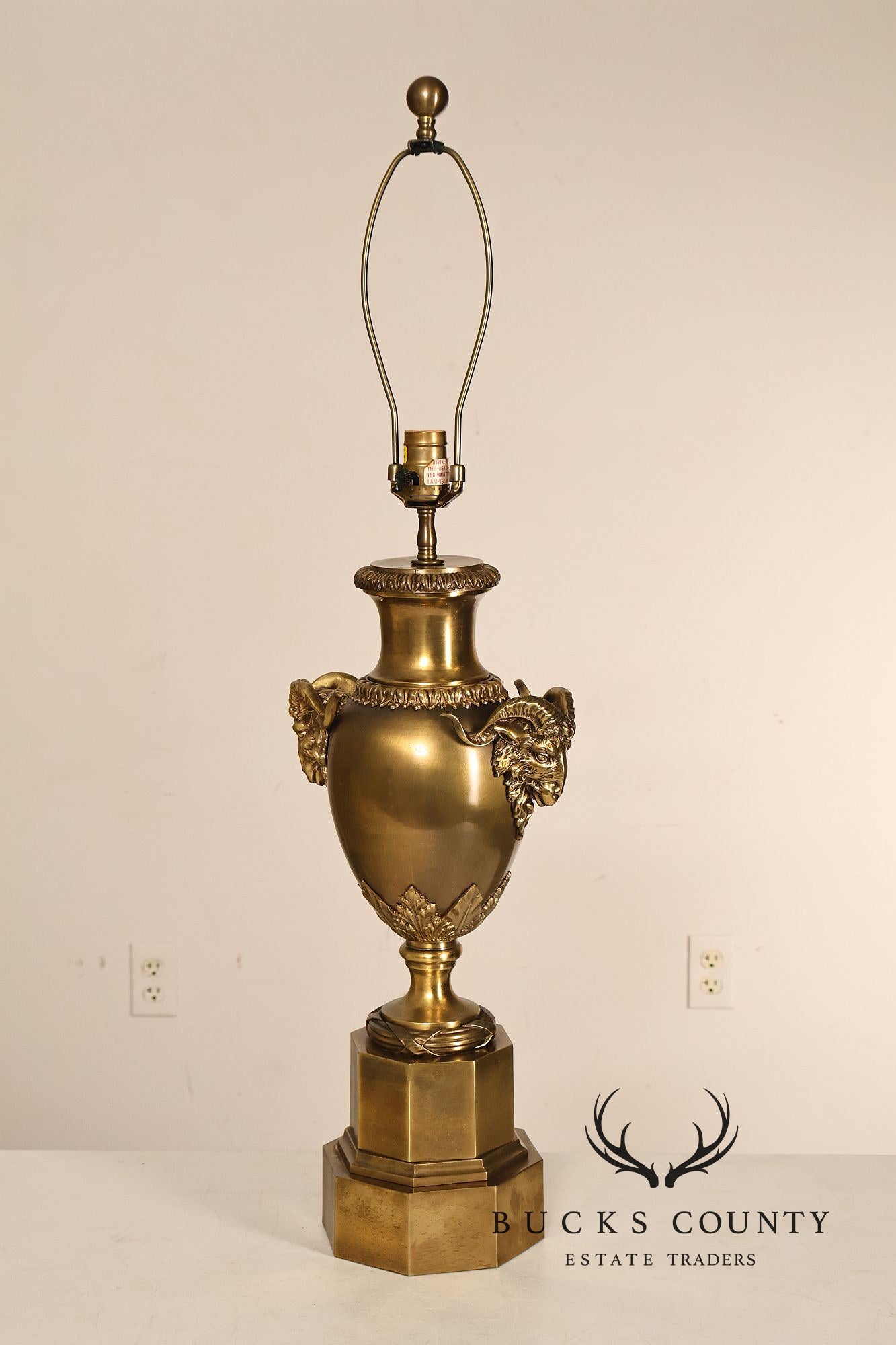 Chapman Vintage Pair of Brass Ram's Head Table Lamps
