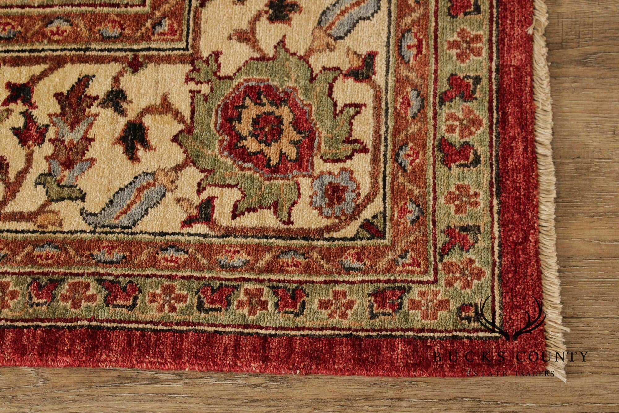 Persian Heriz Style Wool Area Rug With Red Field 8'x10'