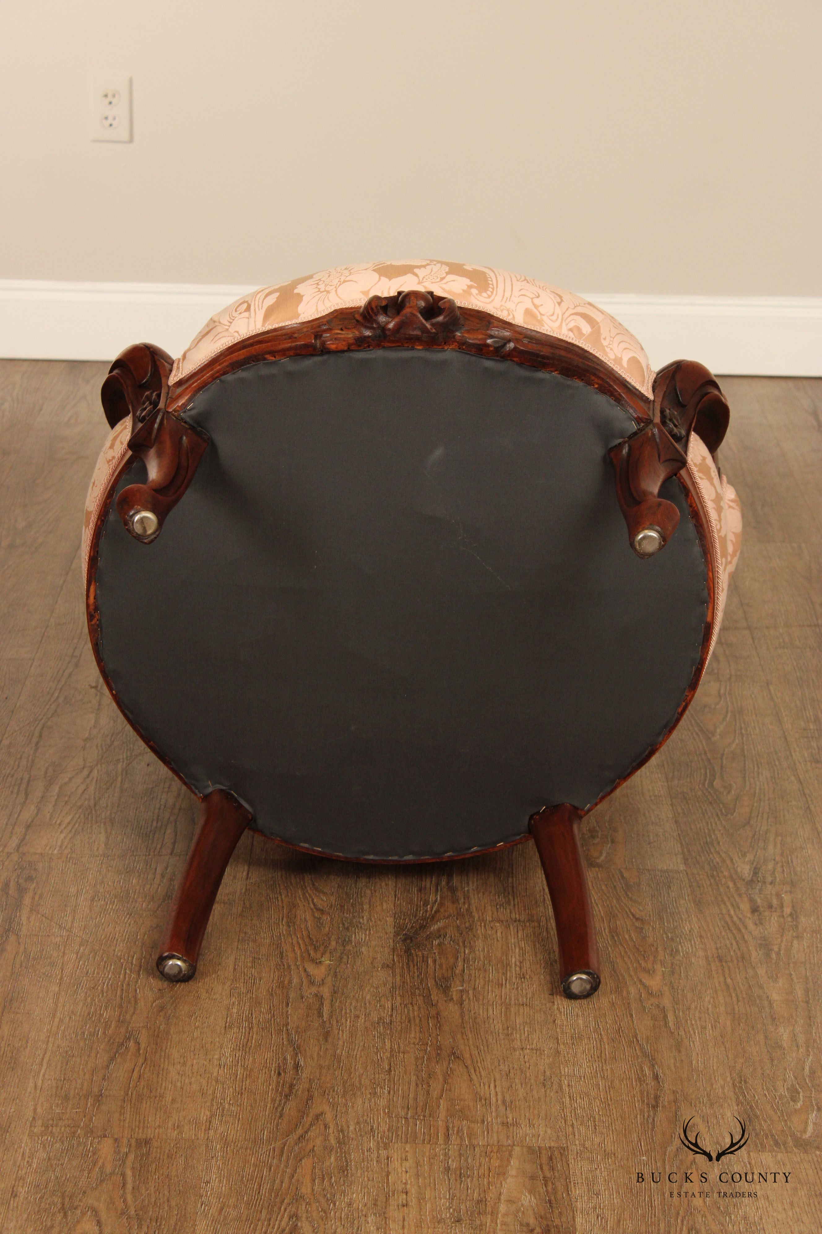 Antique Victorian Pair of Carved Walnut Armchairs
