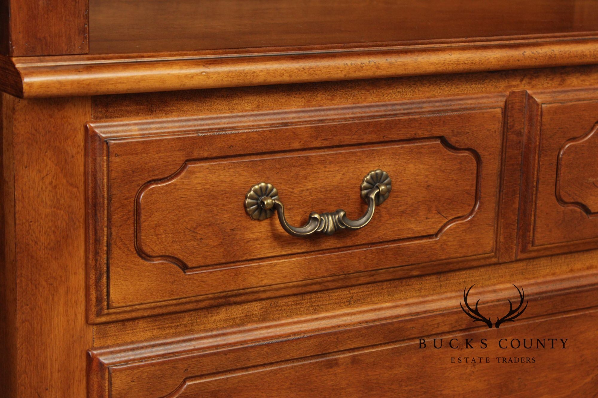 Ethan Allen French Country Tall Open Bookcase with Drawers