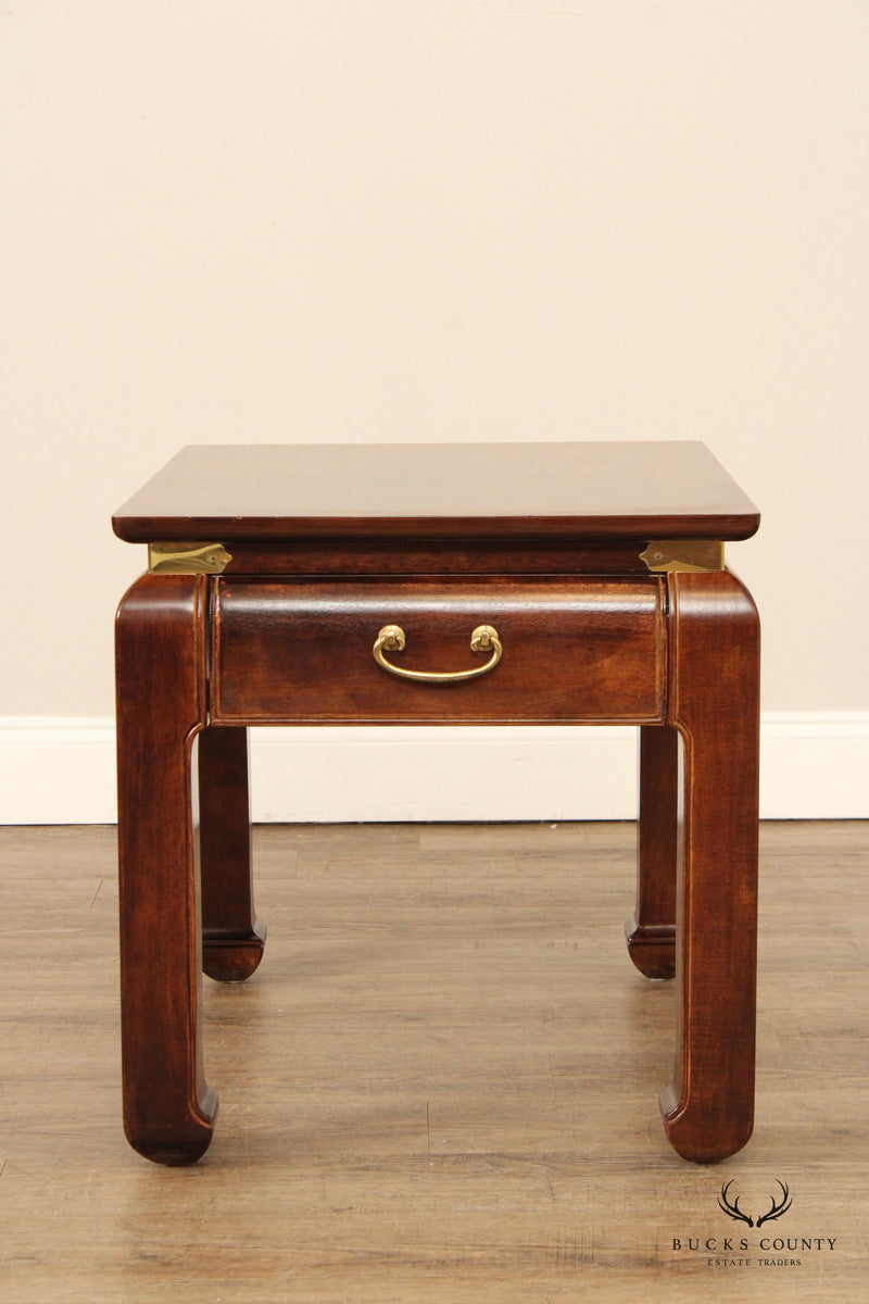 Bernhardt Asian Style Burl Oak Single Drawer Side Table