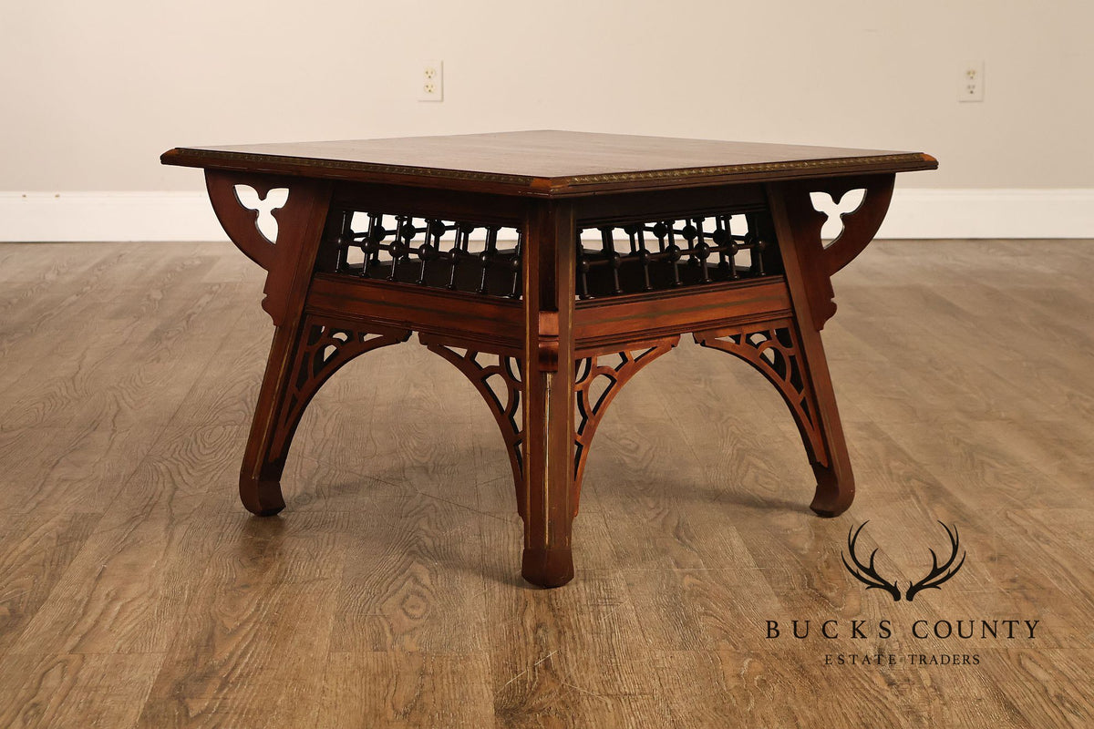 Gothic Revival Style Carved Walnut Coffee Table