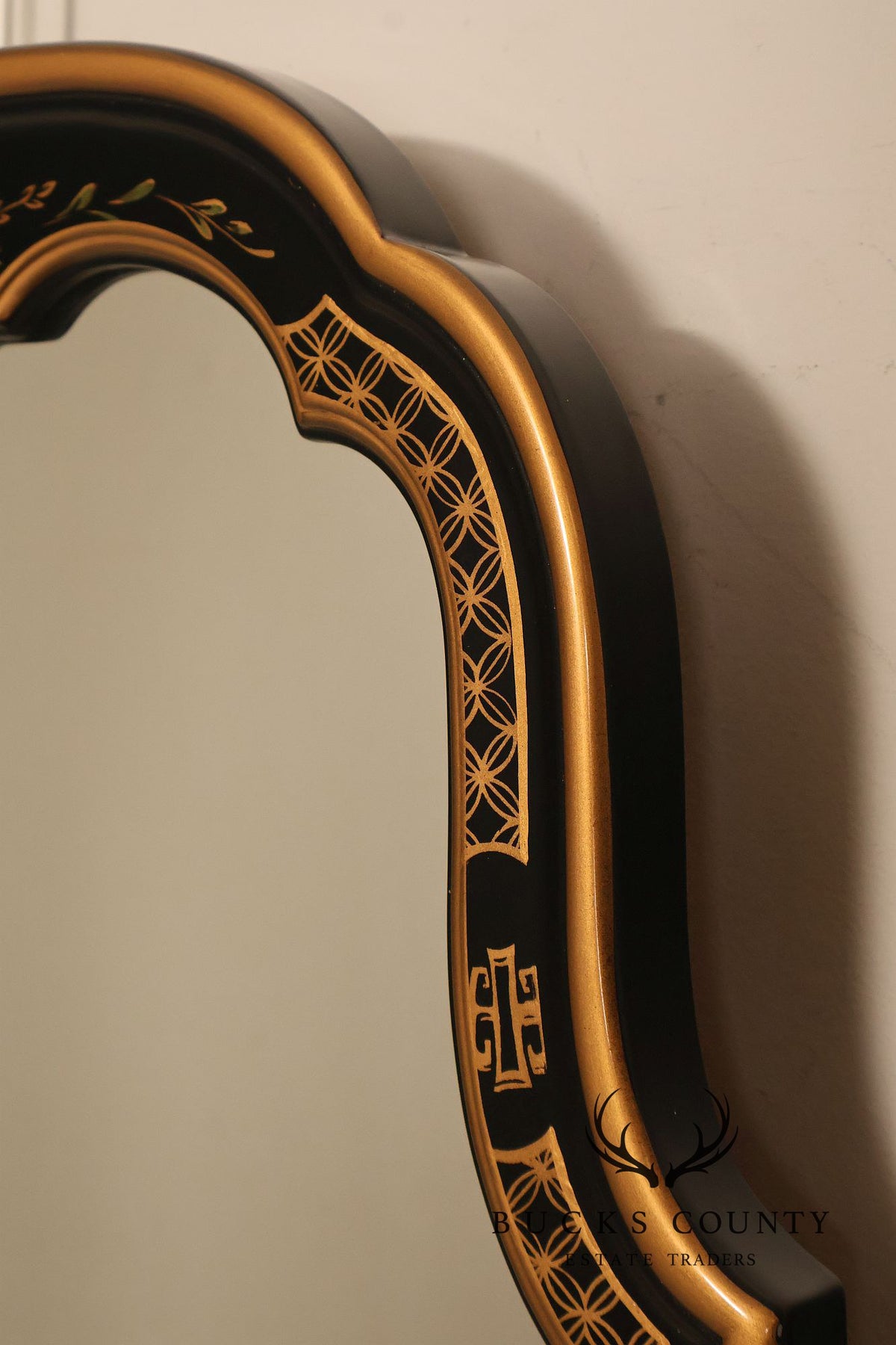 Chinoiserie Black Lacquer And Gilt Decorated Wall Mirror