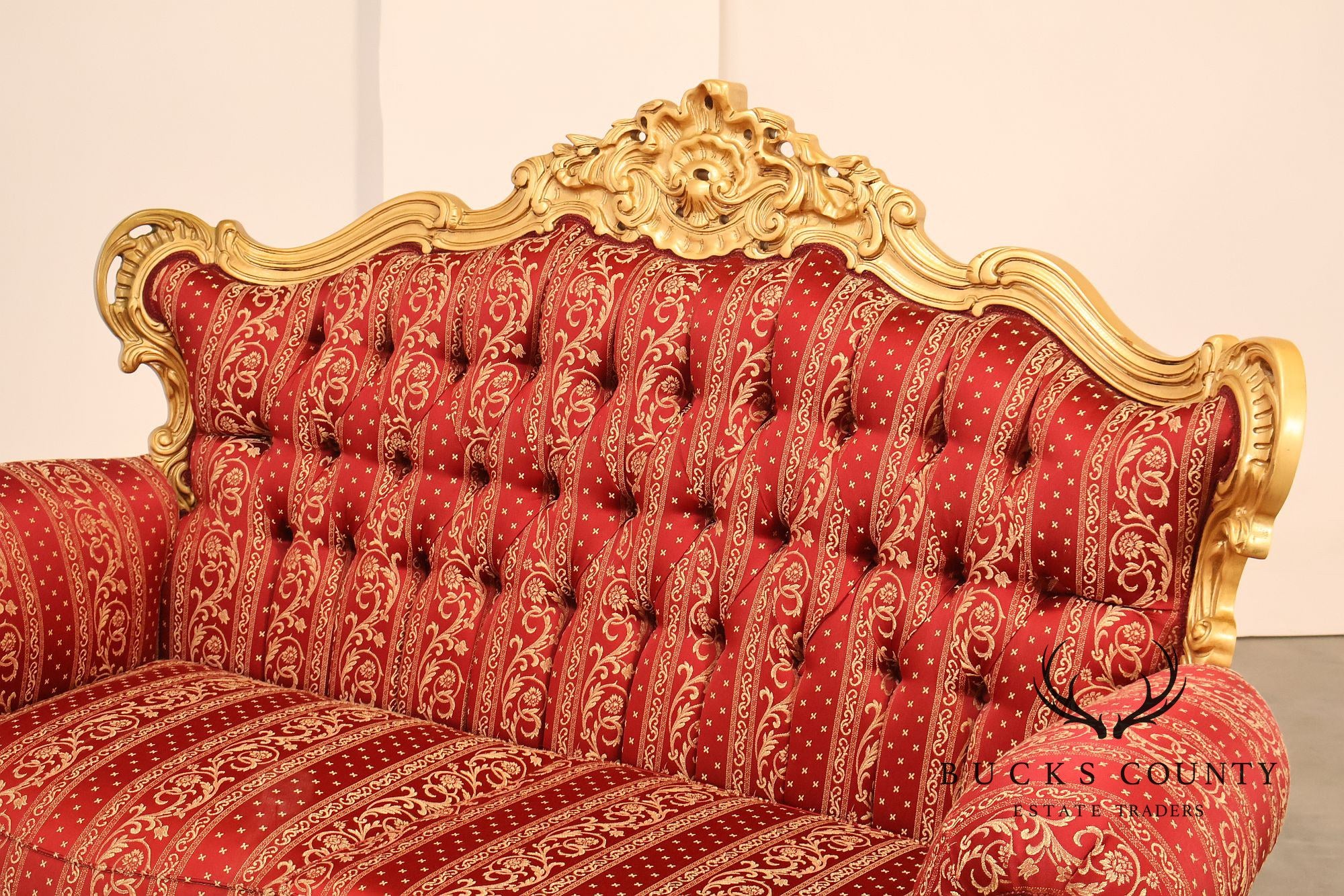 Baroque Style Giltwood Tufted Sofa