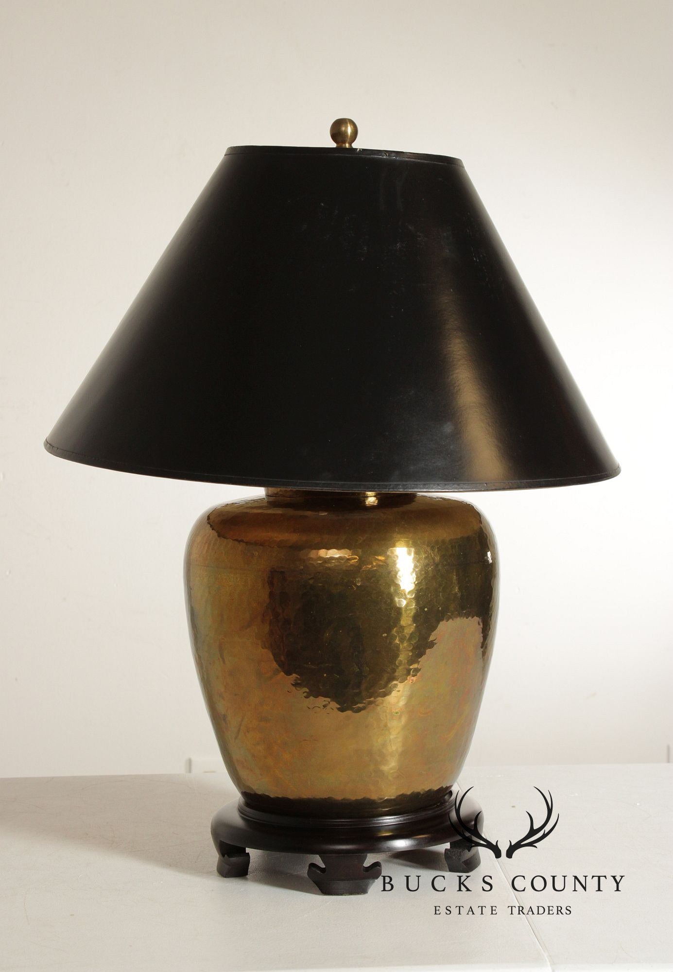 Hollywood Regency Style Hammered Brass Table Lamp