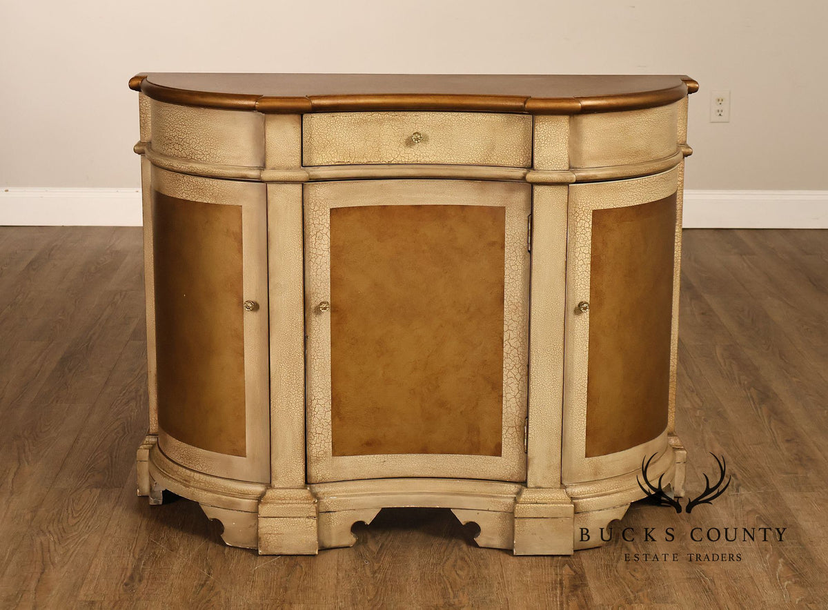 Painted Demilune Three Door Sideboard Cabinet