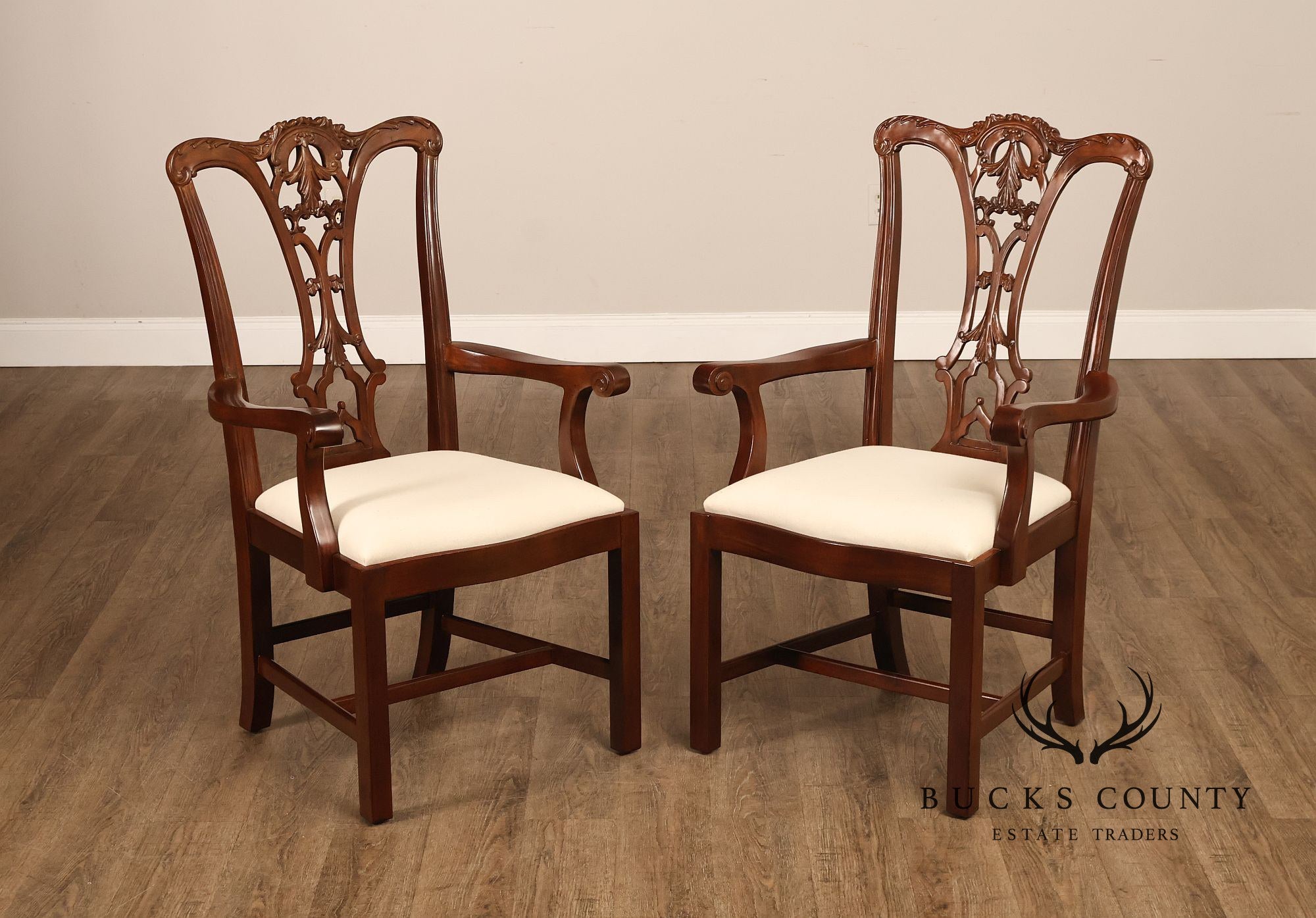 Scarborough House Chippendale Style Pair Of Mahogany Armchairs