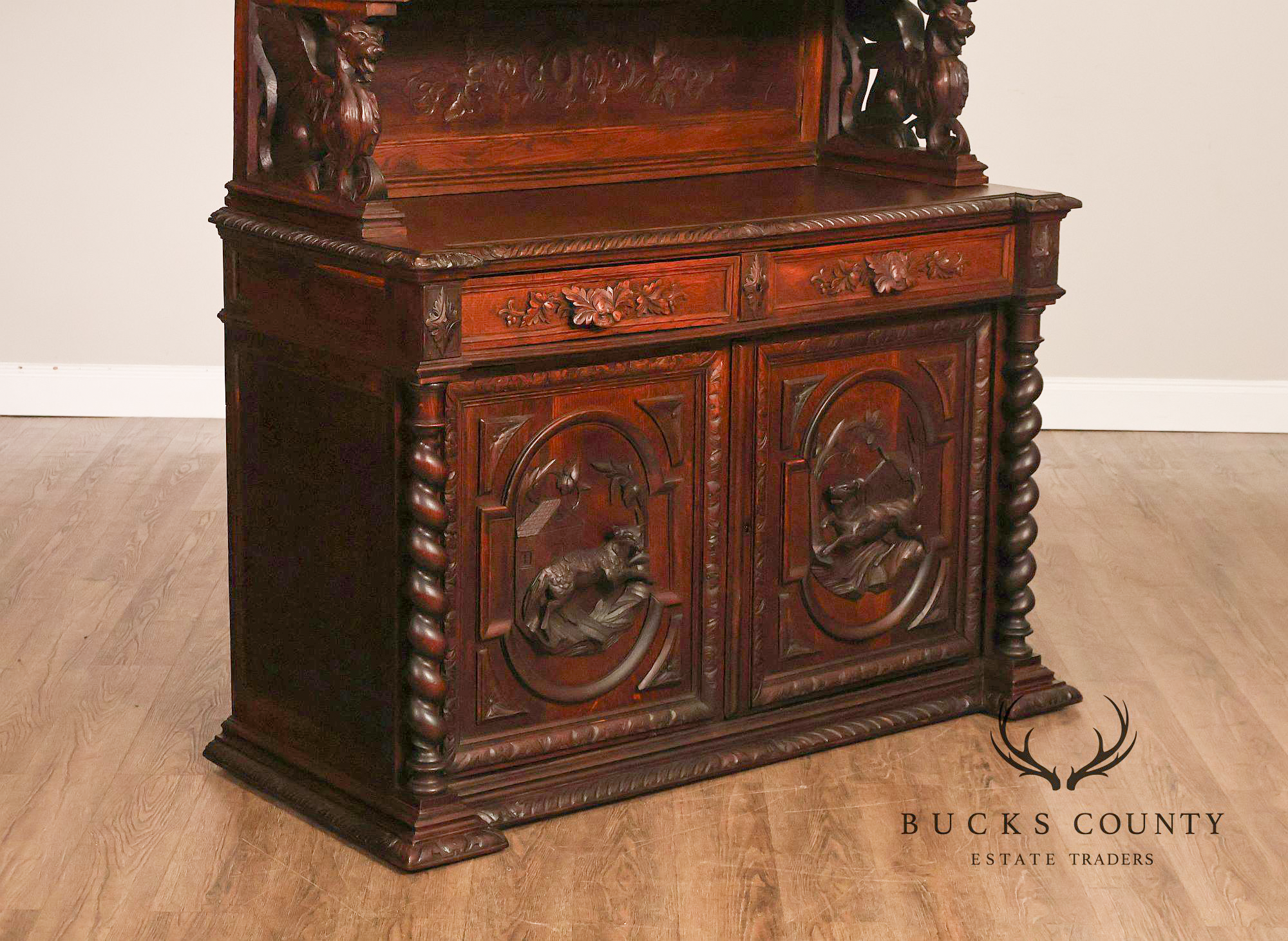 French Renaissance Revival Carved Oak Buffet
