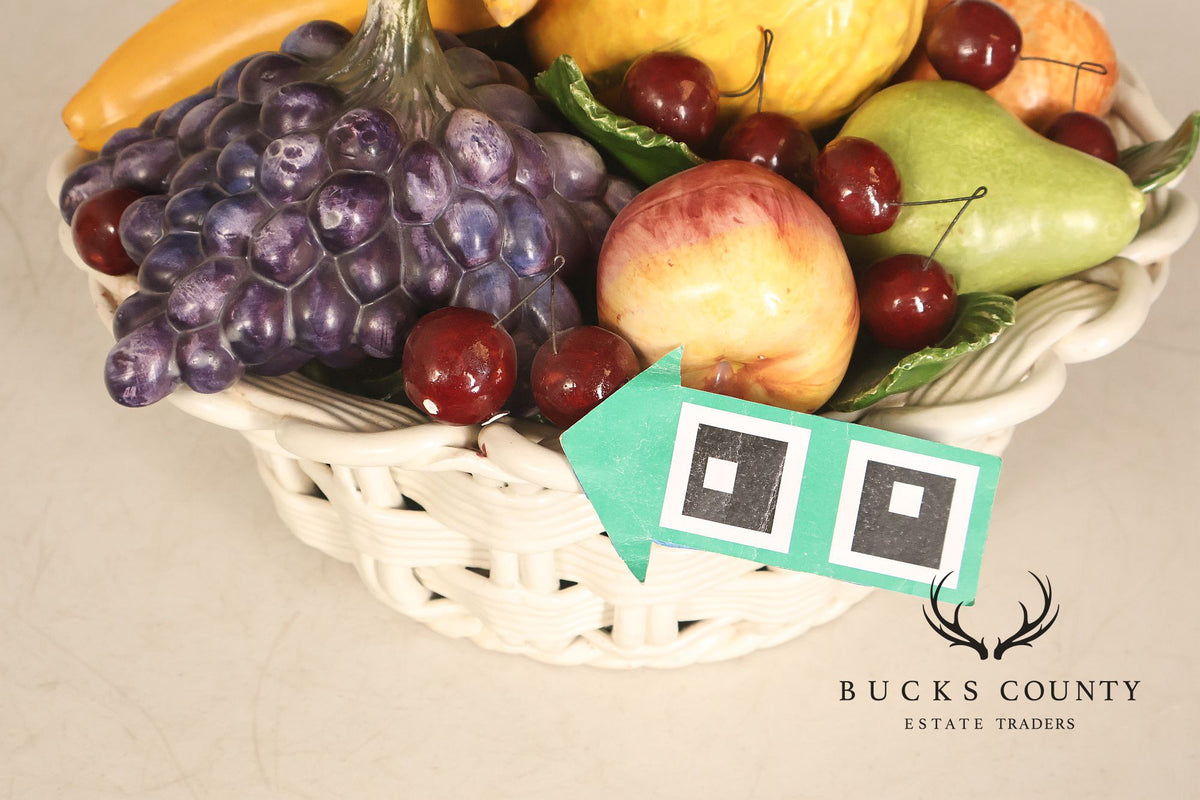 Italian Glazed Ceramic Fruit Basket Centerpiece