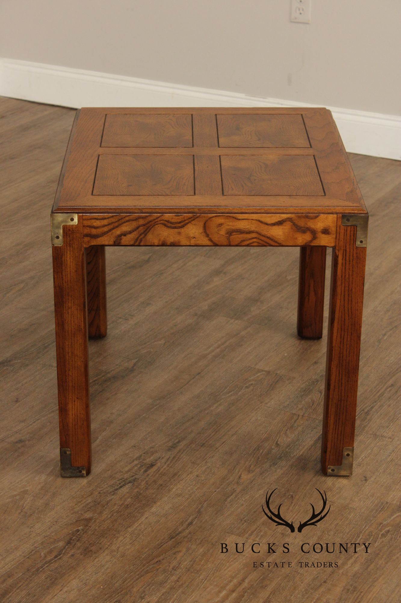 Henredon 'Artefacts' Oak and Brass Campaign End Table