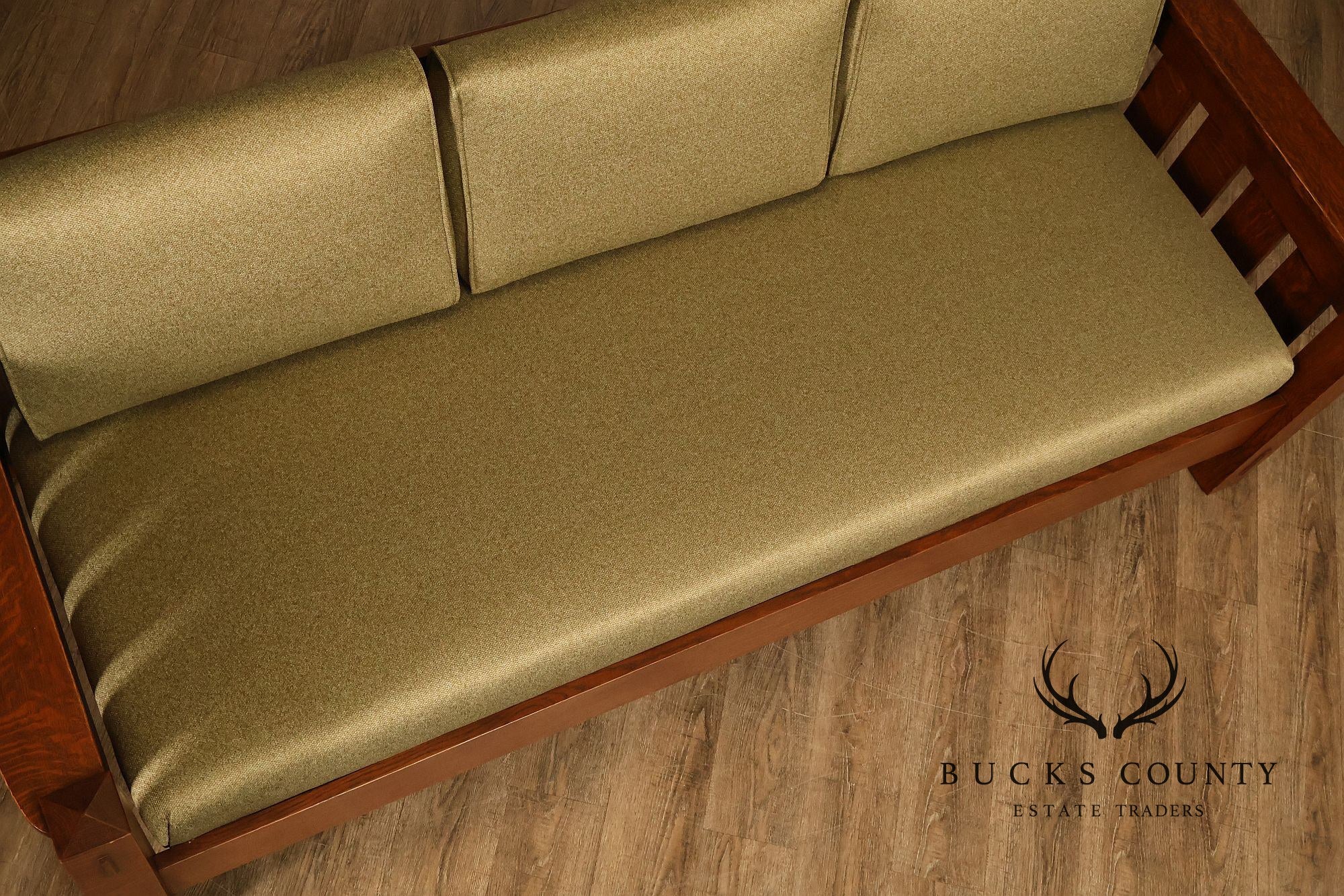 Custom Quality Mission Style Oak Settle Sofa