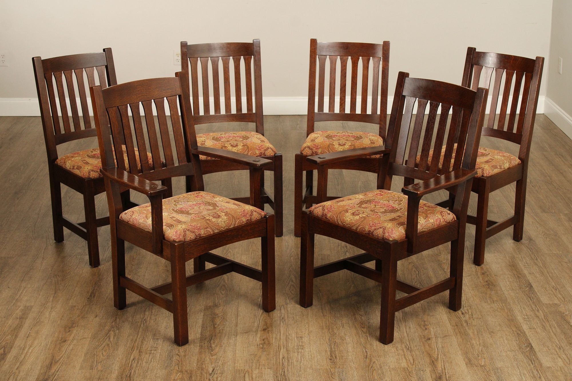 Stickley Mission Collection Set Of Six Cottage Oak Dining Chairs