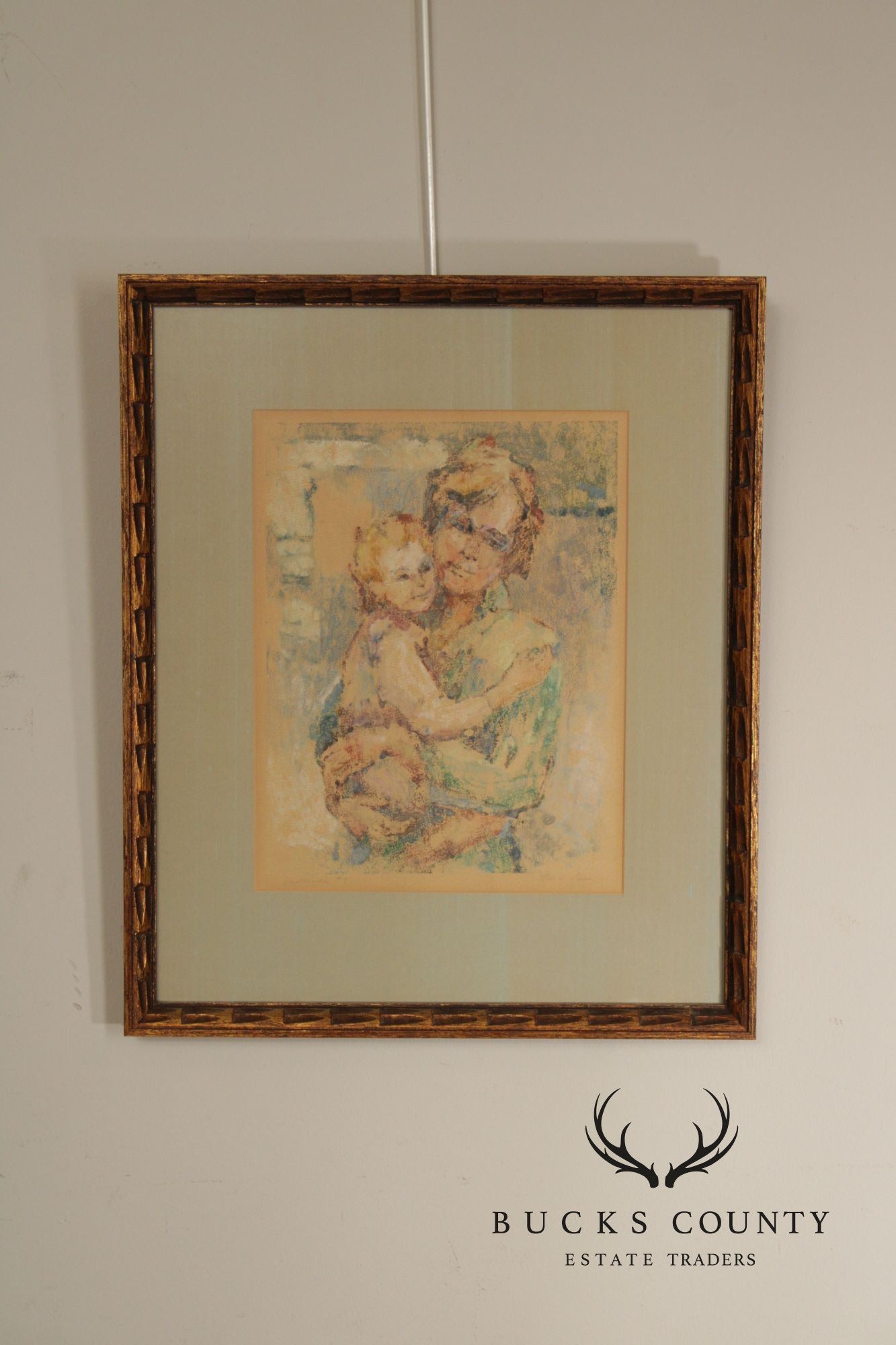 Edna Bass Impressionist Style Pastel Painting, 'Maternité'