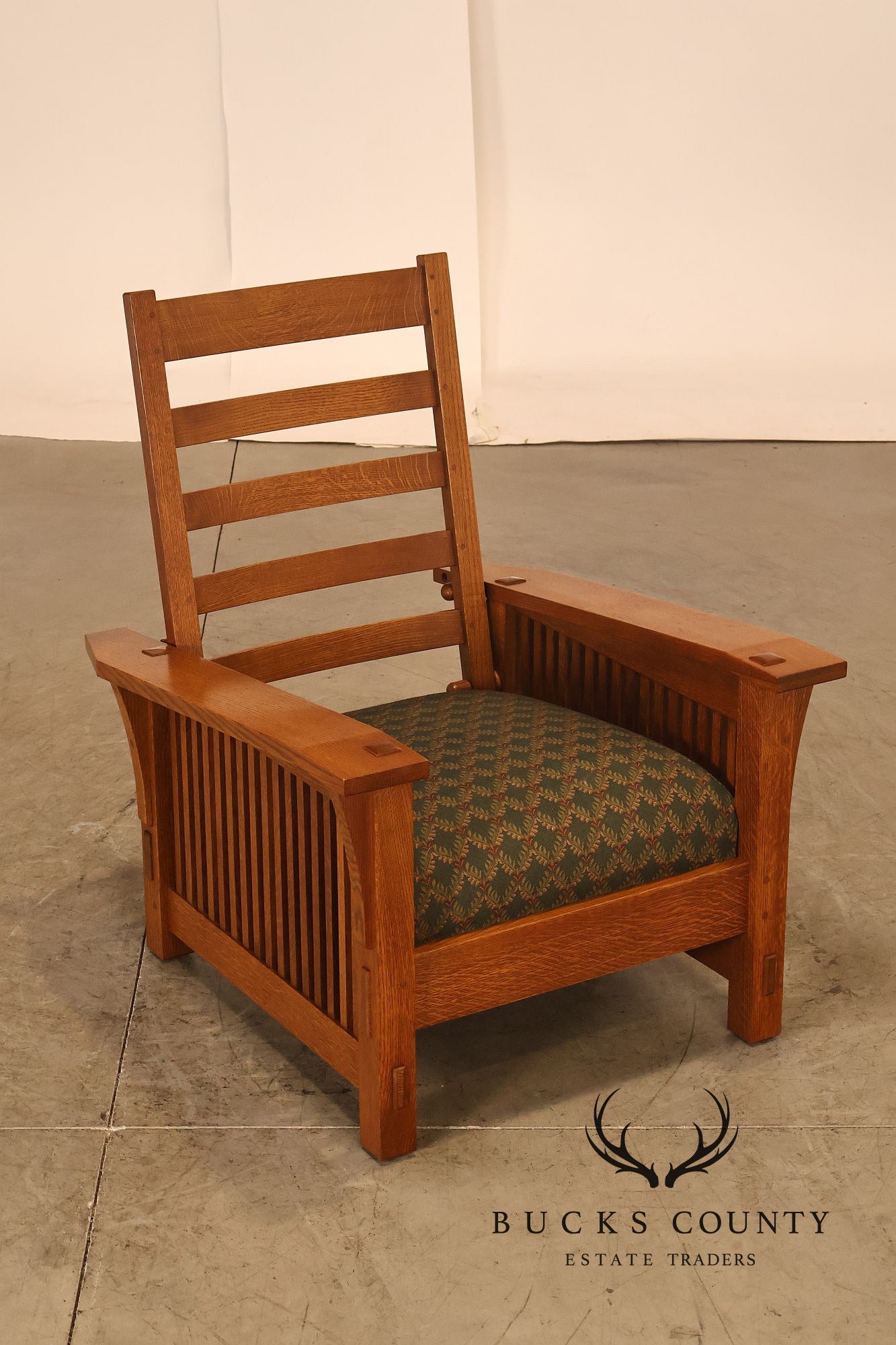 Stickley Mission Collection Oak Bent Arm Morris Chair